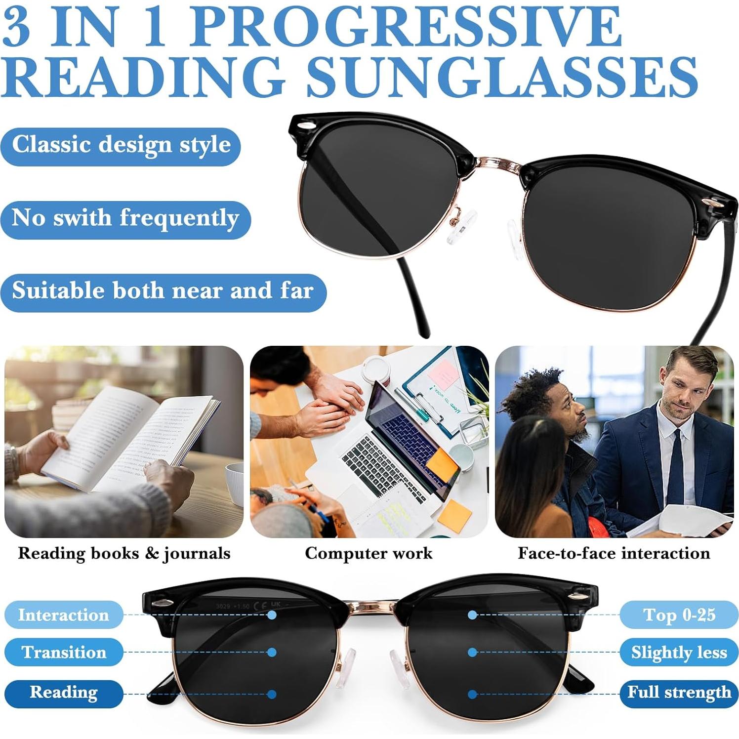 Gafas de lectura progresivas OPTOFENDY UV400 medio marco