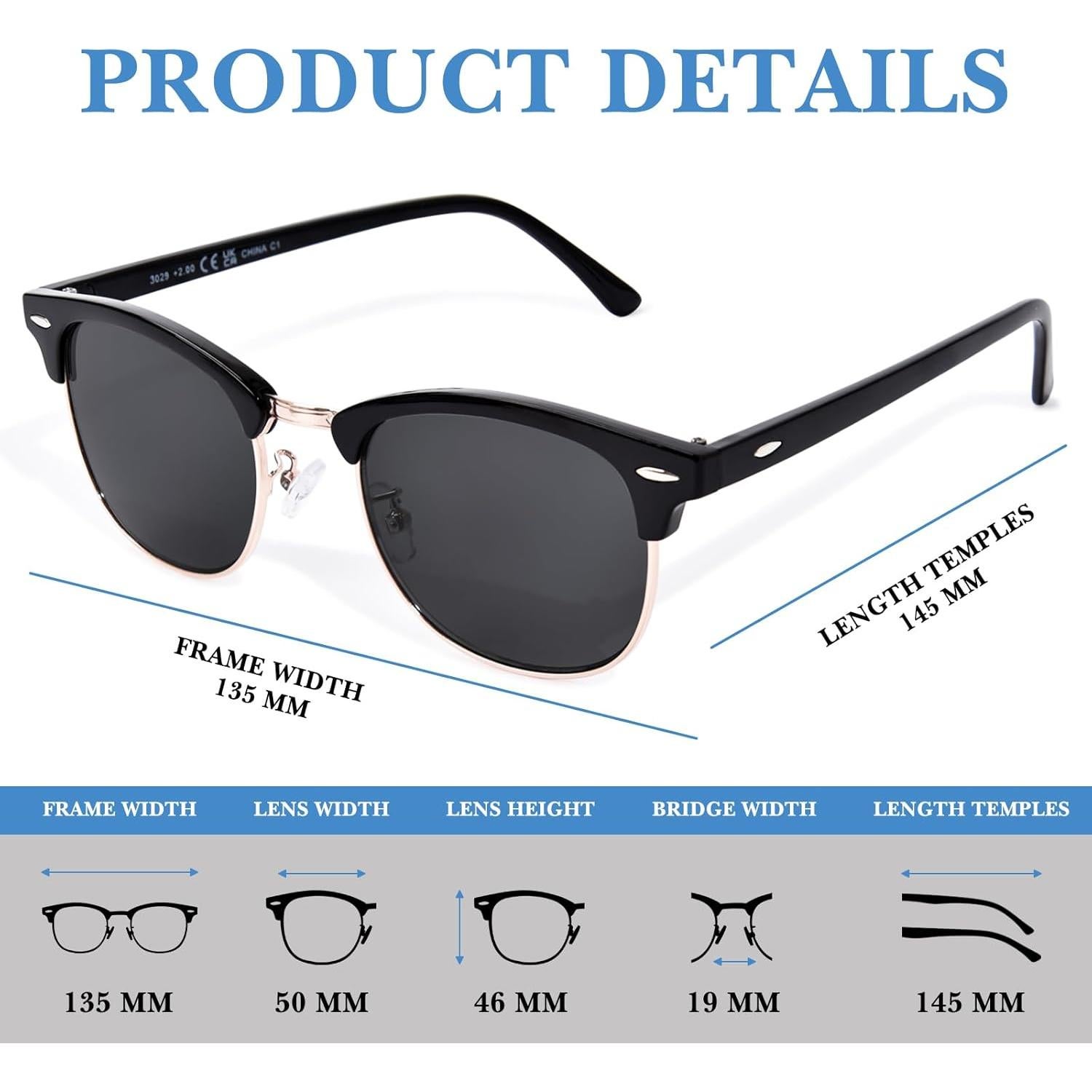 Gafas Progresivas OPTOFENDY Medio Marco UV400 2.5x