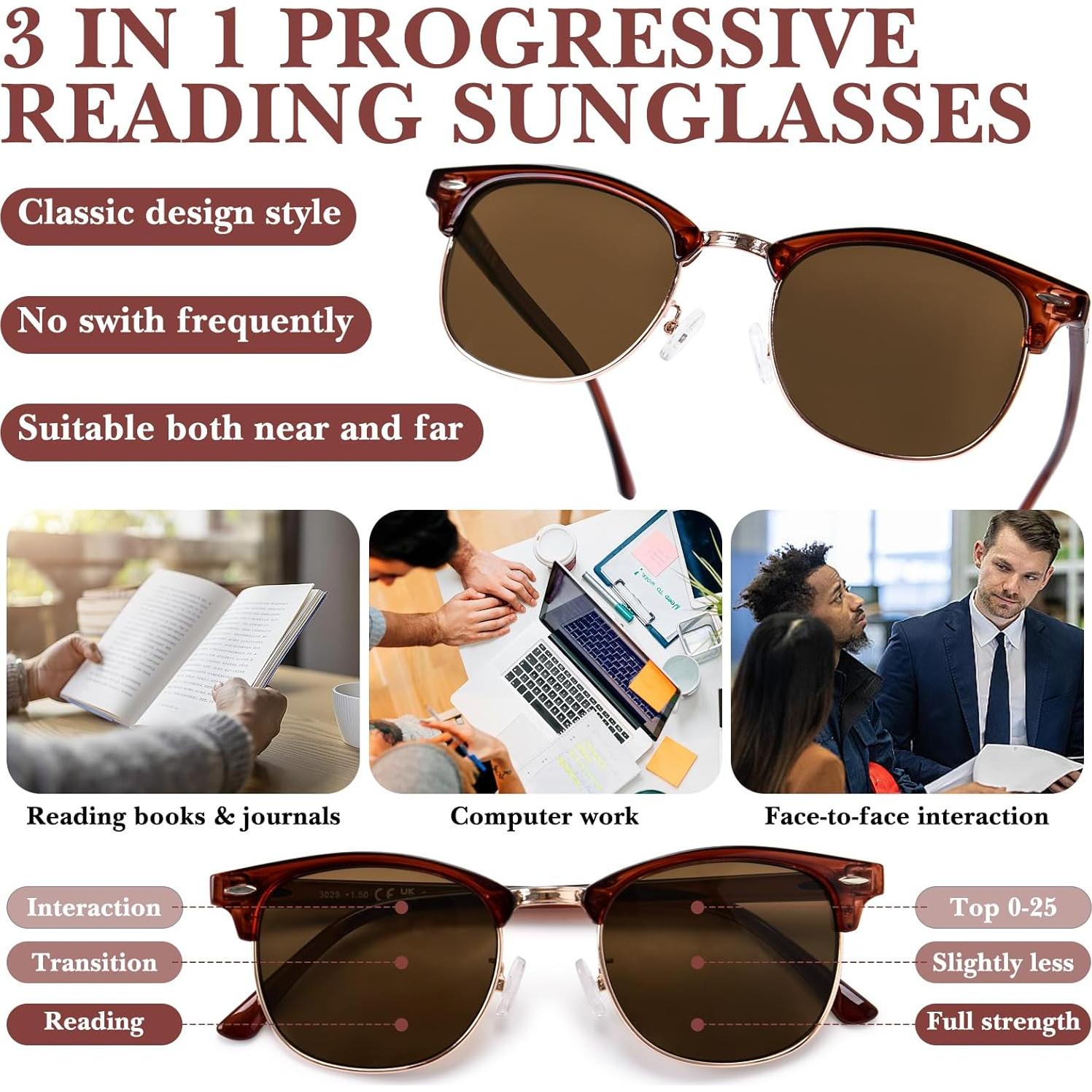 Gafas de lectura progresivas OPTOFENDY medio marco UV400