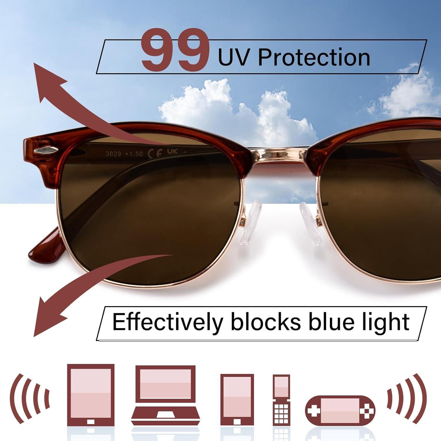 Gafas Progresivas OPTOFENDY Medio Marco UV400 2.5x