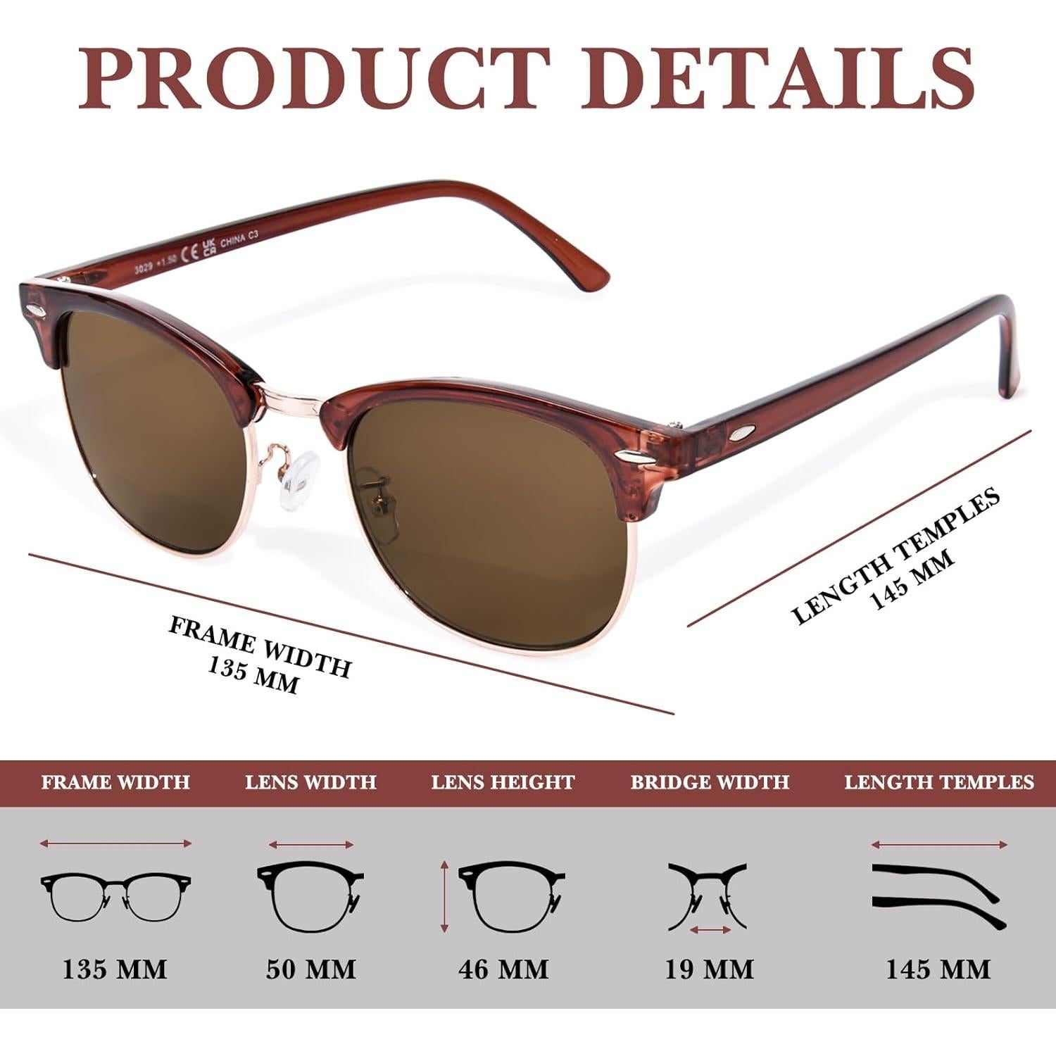 Gafas Progresivas OPTOFENDY Medio Marco UV400 2.5x