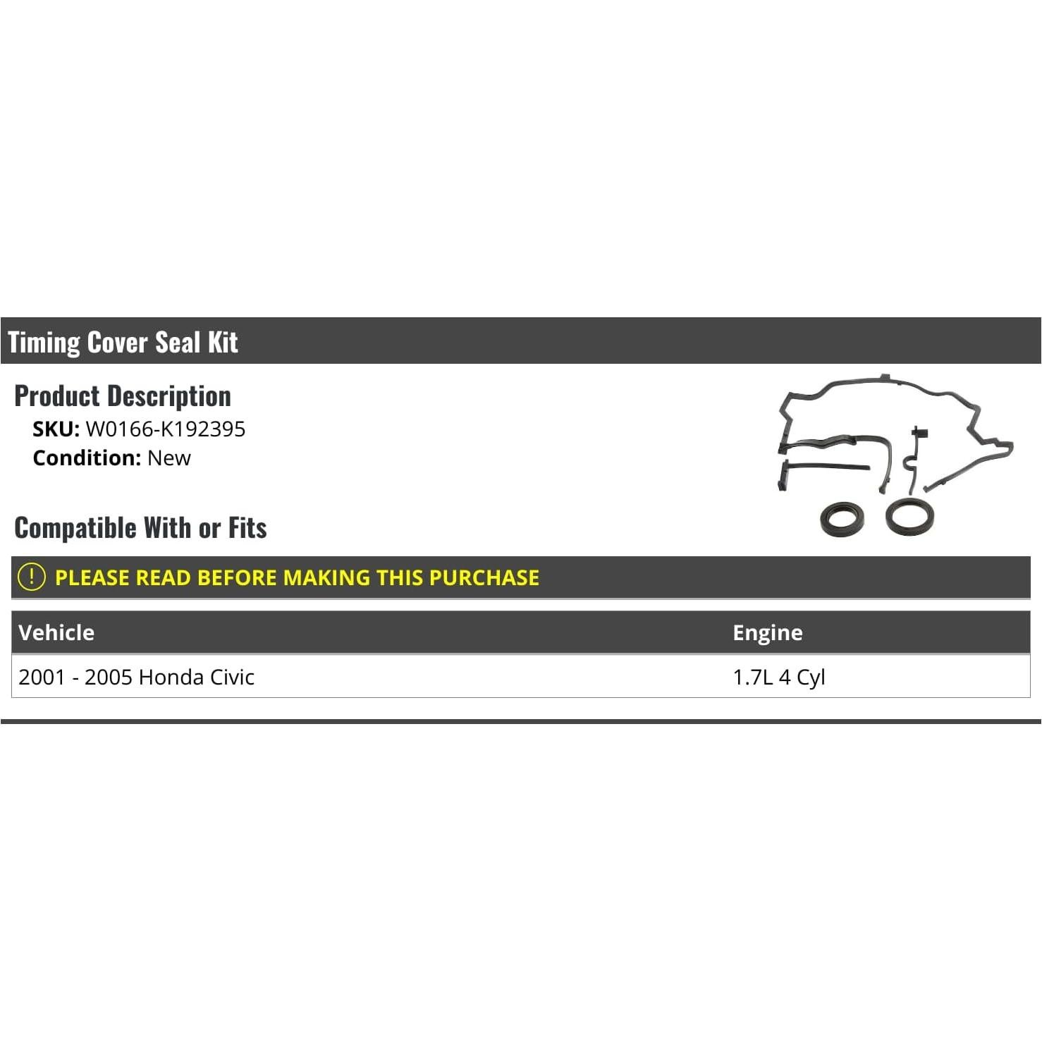 Kit Sello Cubierta Tiempo Honda Civic 1.7L 2001-2005