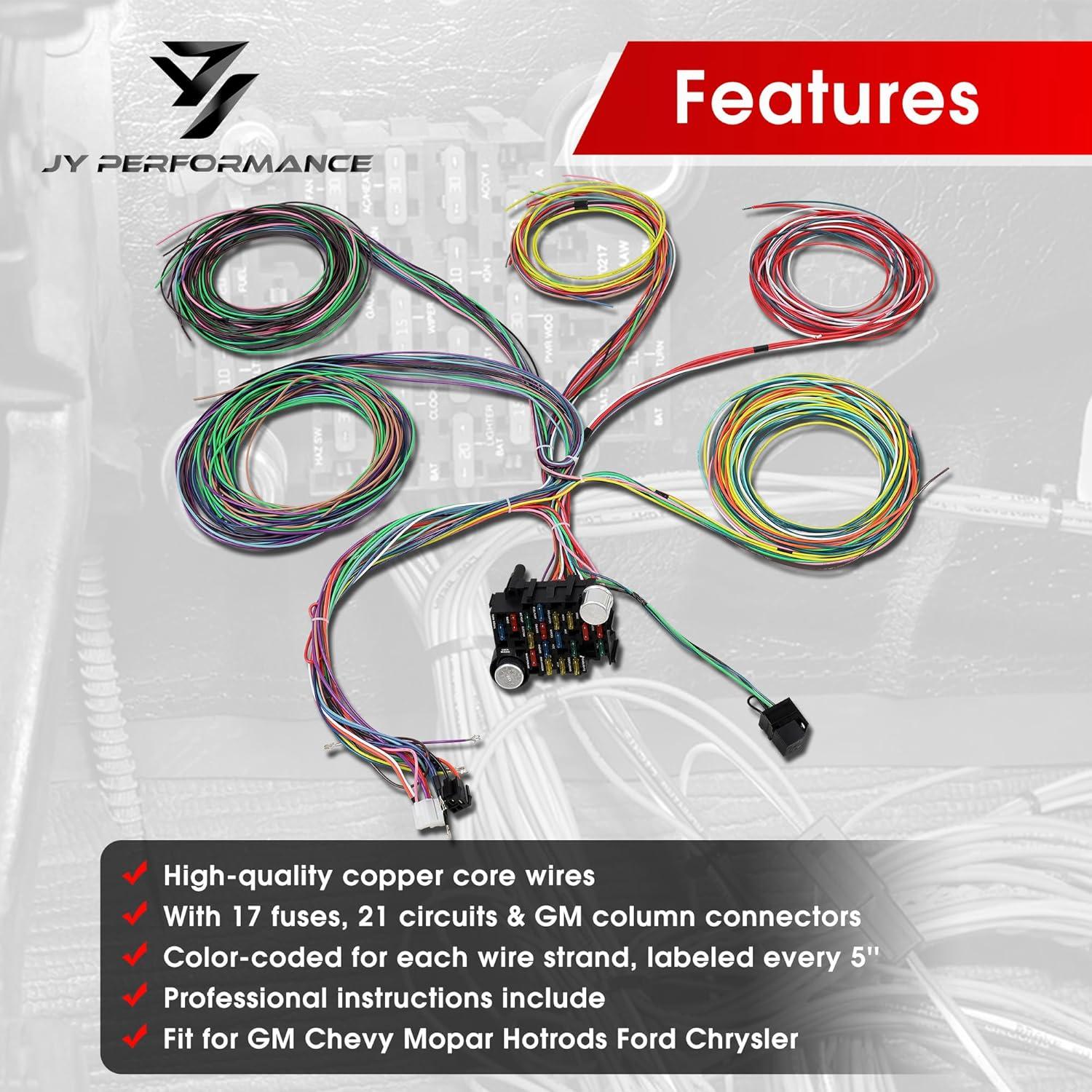 Kit de Cableado Universal 21 Circuitos JY PERFORMANCE 17 Fusibles