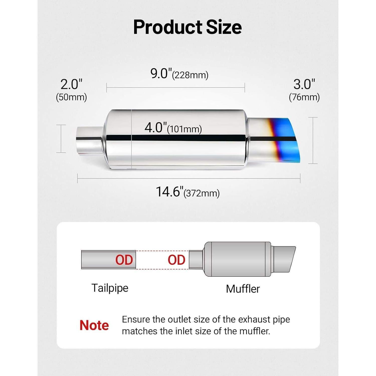 Silenciador de Escape EVIL ENERGY 14.6" Acero Inoxidable Universal