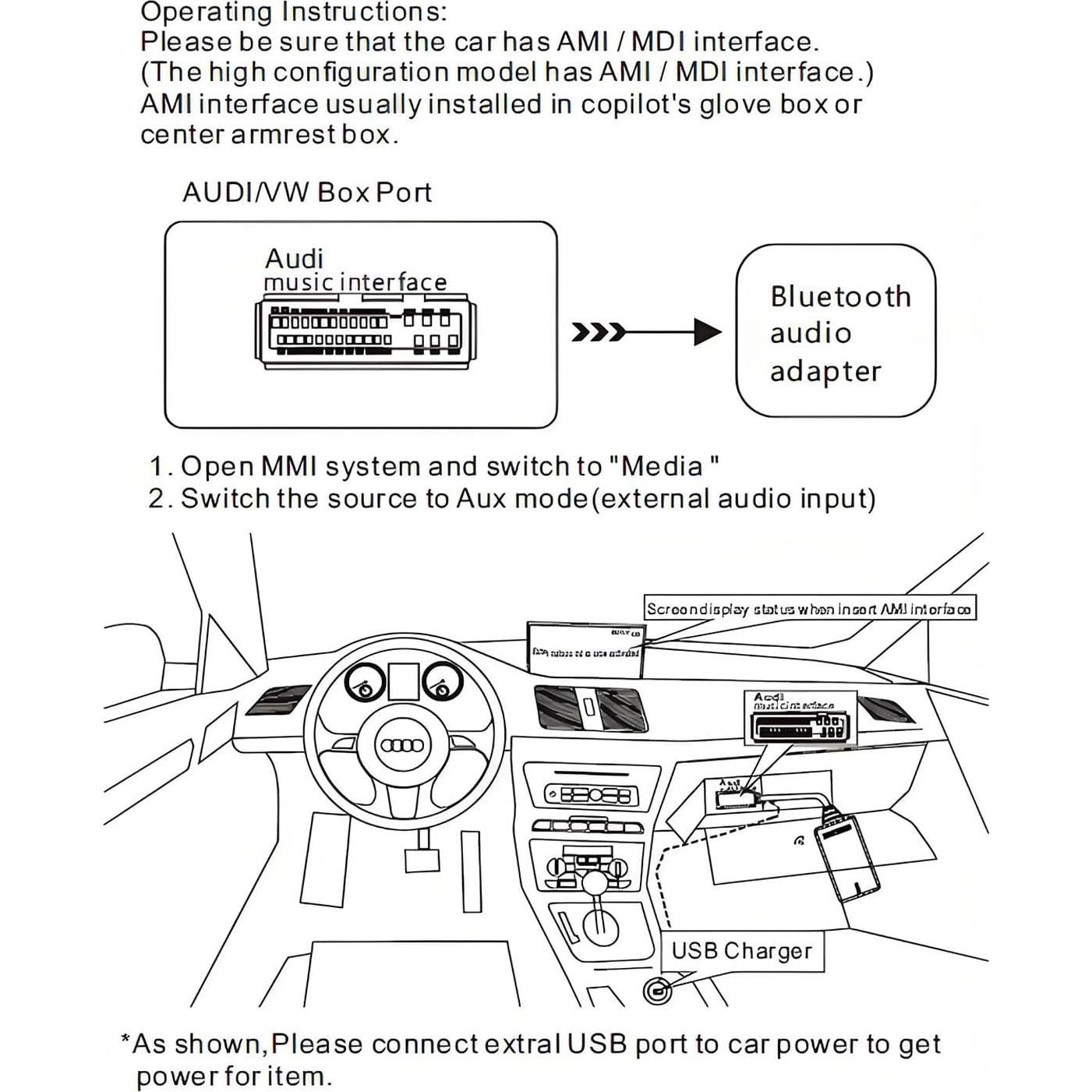 Adaptador Bluetooth 5.0 NEWNEWLIU para Audi MMI 2G 3G 3G+