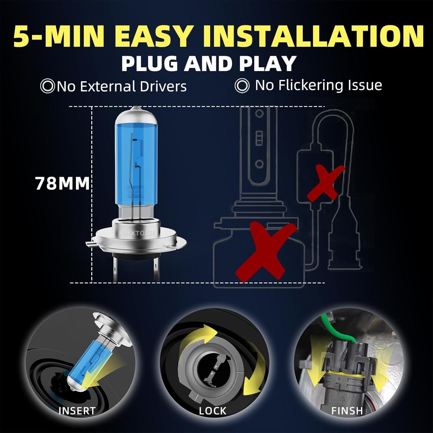 Bombillas Halógenas AOXTOZH H9 H7 para Volkswagen Passat 2016-2019
