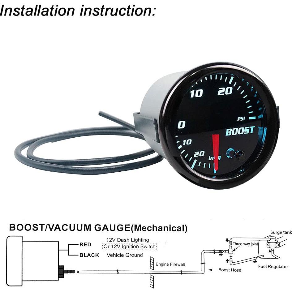 Medidor de Aumento Turbo SREUOIL 52mm 0-30 PSI 7 Colores