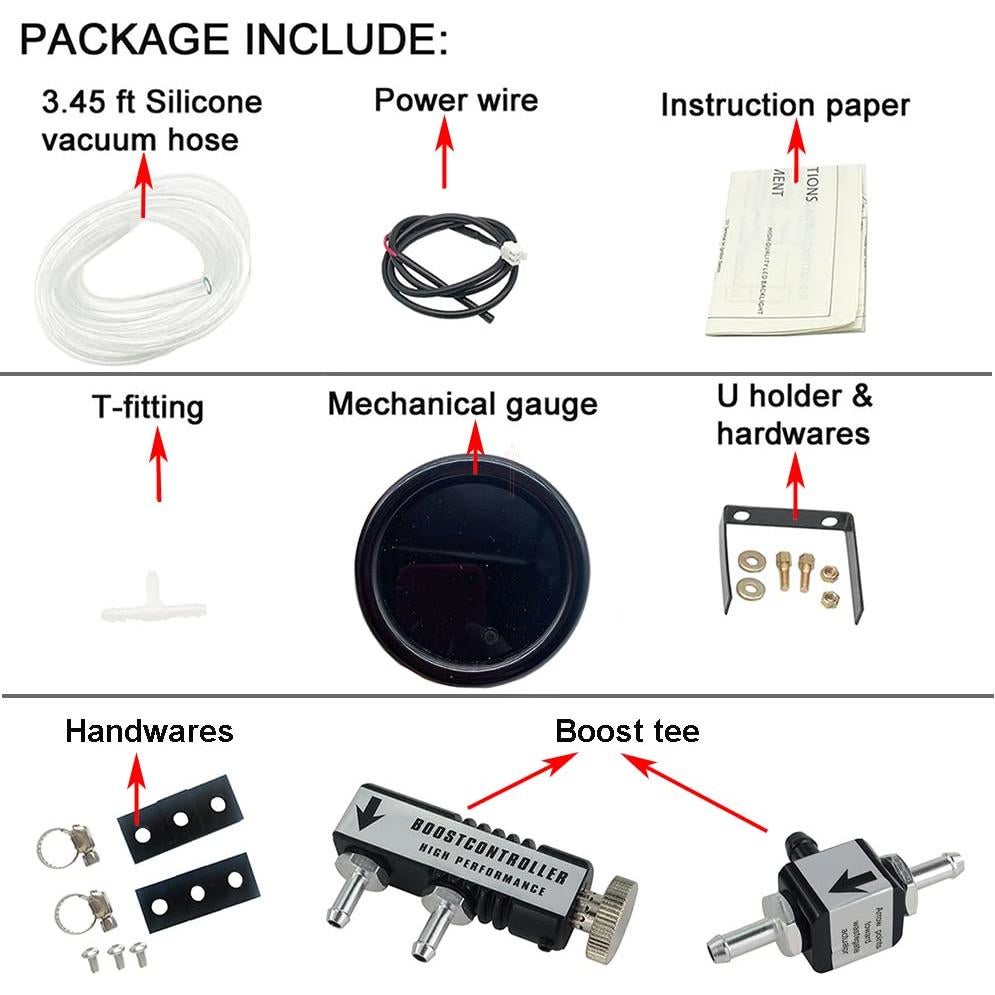 Medidor de Aumento Turbo SREUOIL 52mm 0-30 PSI 7 Colores
