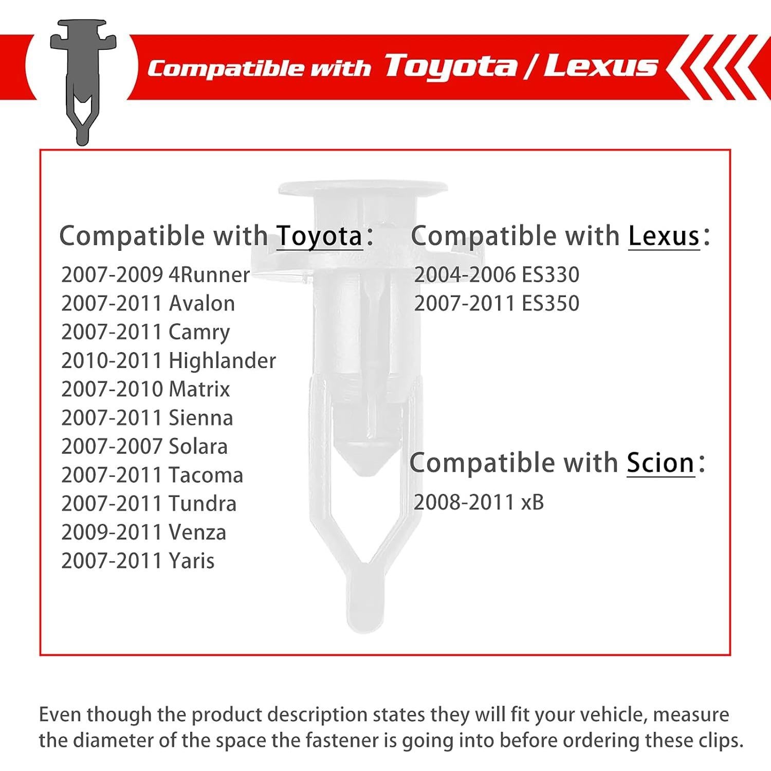 OTUAYAUTO 50 Clips de Remache 9mm para Toyota Lexus Scion