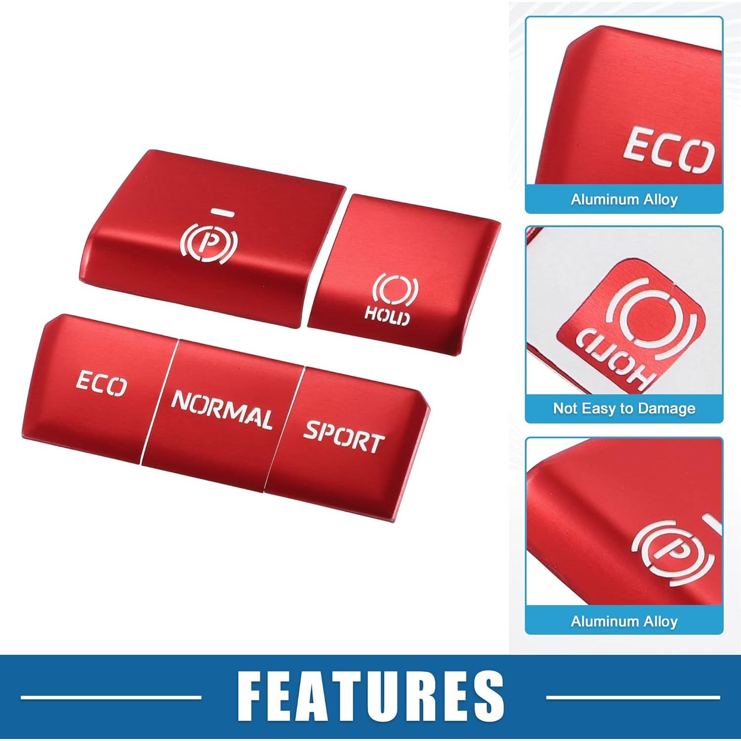 Cubierta de Botón de Freno de Mano Electrónico A ABSOPRO Roja - 5 Piezas para Toyota RAV4 2019-2022