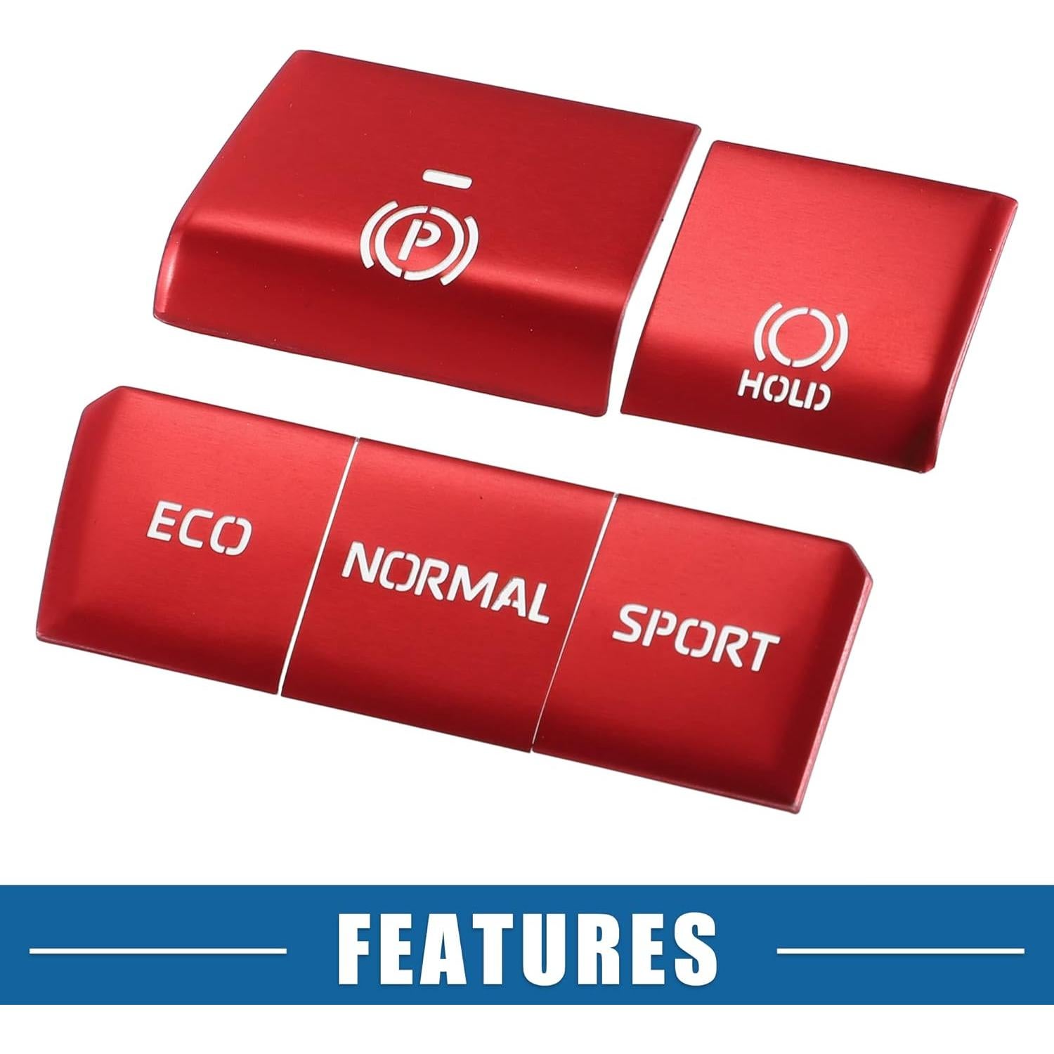 Cubierta de Botón de Freno de Mano Electrónico A ABSOPRO Roja - 5 Piezas para Toyota RAV4 2019-2022