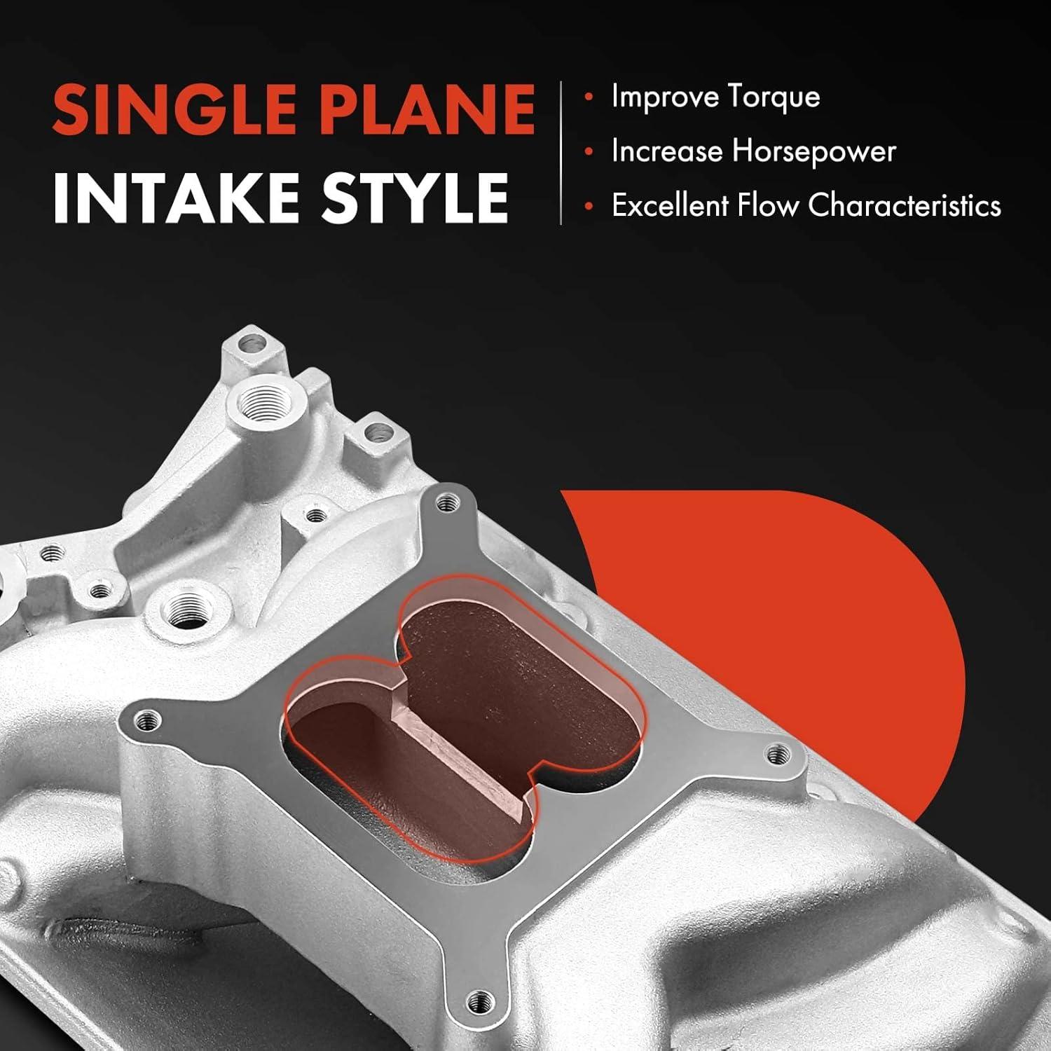 Colector de Admisión Doble Plano Aluminio A-Premium V8 4-Barrel