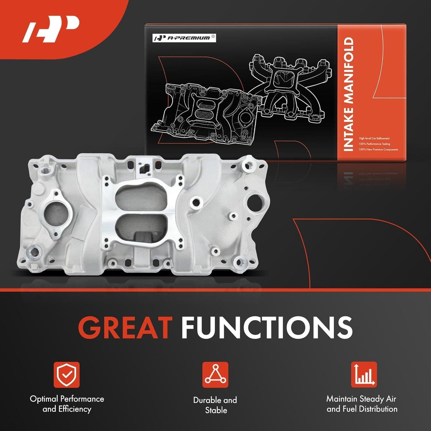 Colector de Admisión Doble Plano Aluminio A-Premium V8 4-Barrel