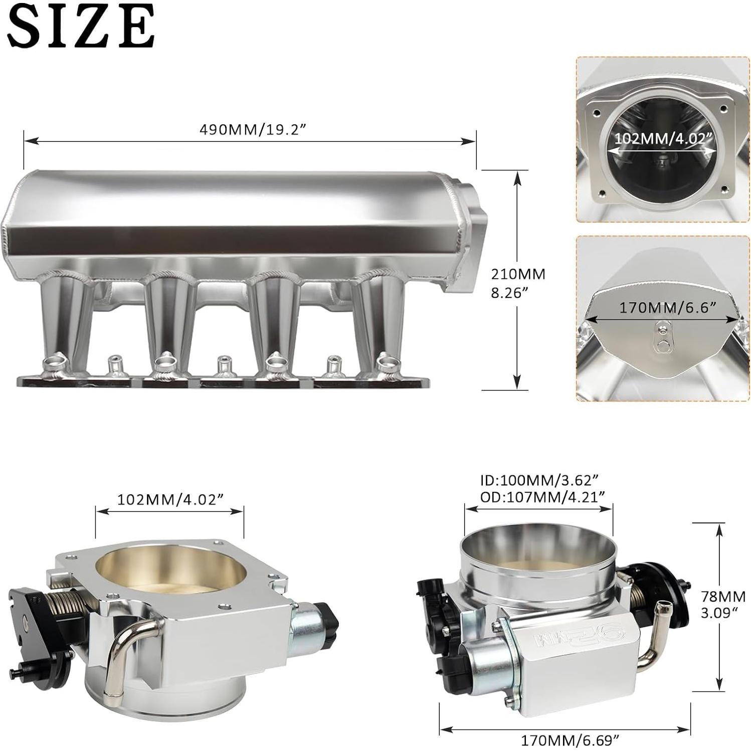 Colector de Admisión Htostar Racing 102mm para LS1 LS2 LS6