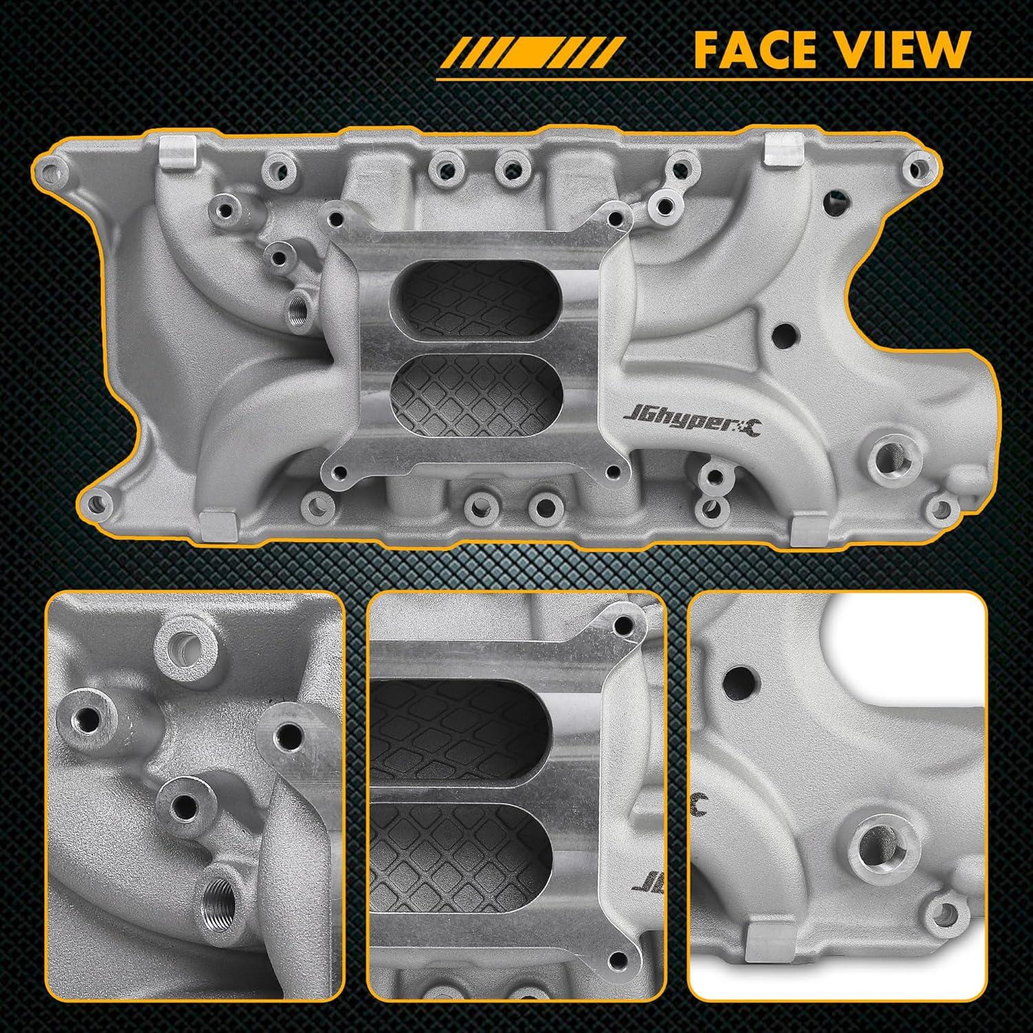 Colector de Admisión Aluminio JGhyperX Doble Plano 260 289 302 V8