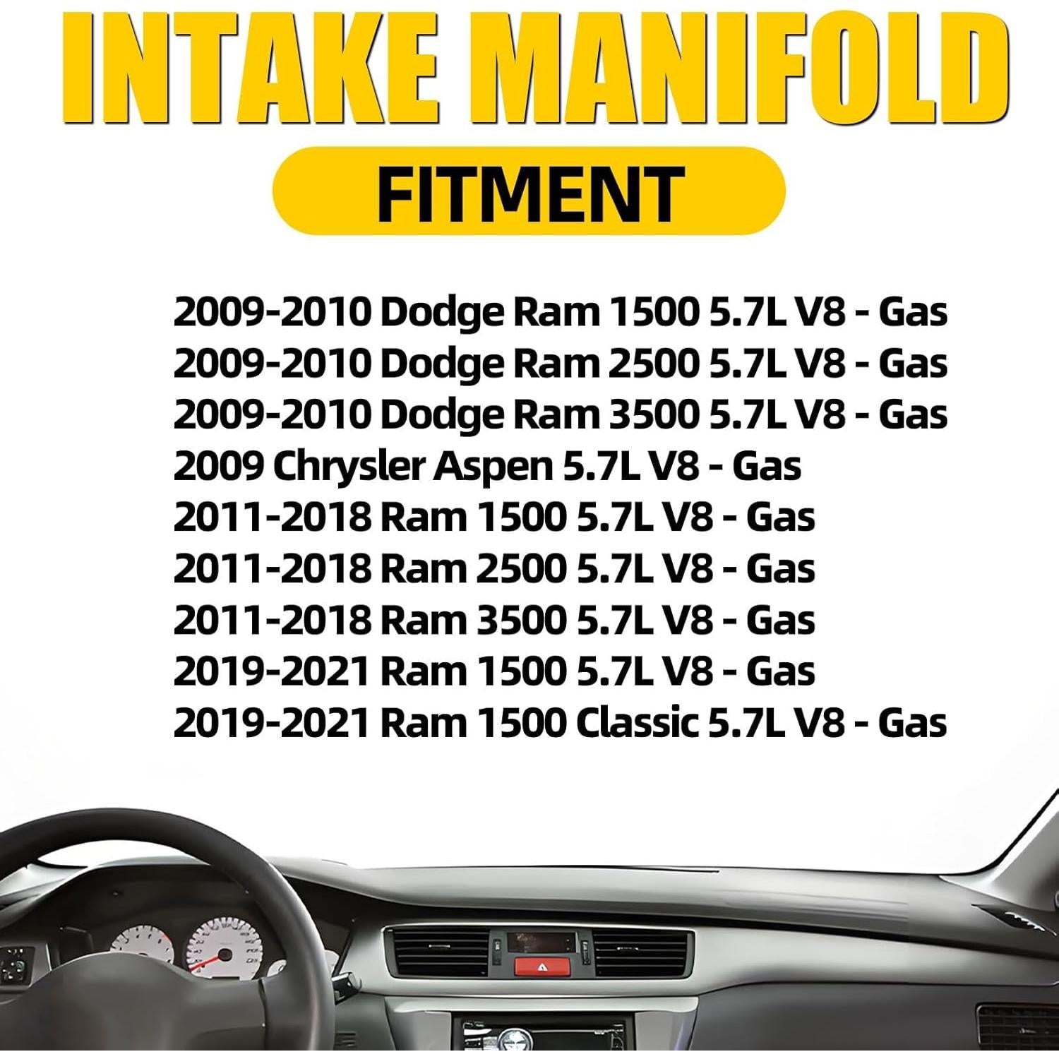 Colector de Admisión MILIPARTS 5.7L V8 para Dodge Ram 2009-2021