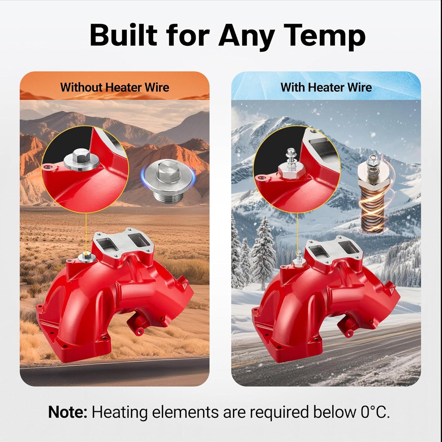 Intake Manifold Kit for 6.7L Cummins 2019-2024 Ram 2500/3500 Engine Air Intake Horn Kit with Grid Heater Upgrade & Heating System, Red