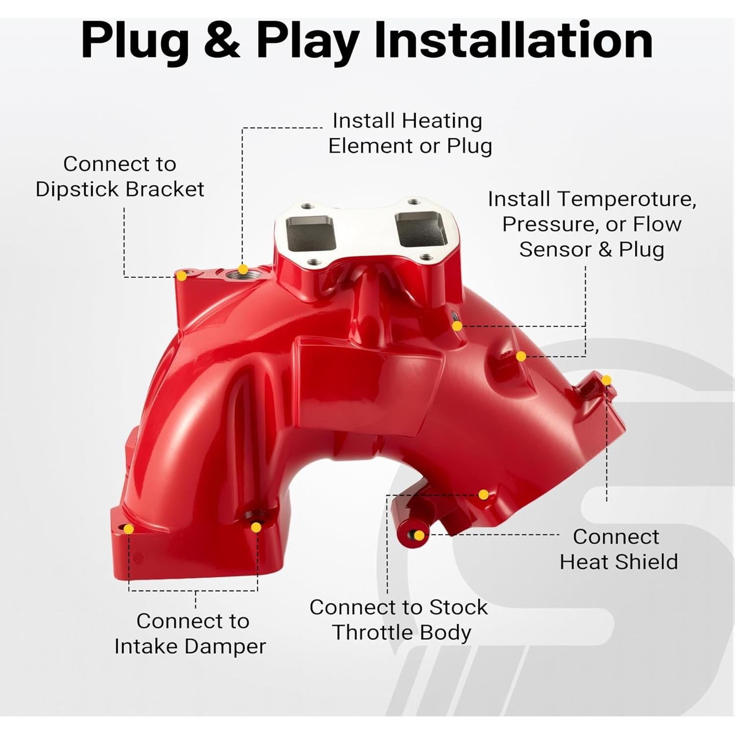 Intake Manifold Kit for 6.7L Cummins 2019-2024 Ram 2500/3500 Engine Air Intake Horn Kit with Grid Heater Upgrade & Heating System, Red