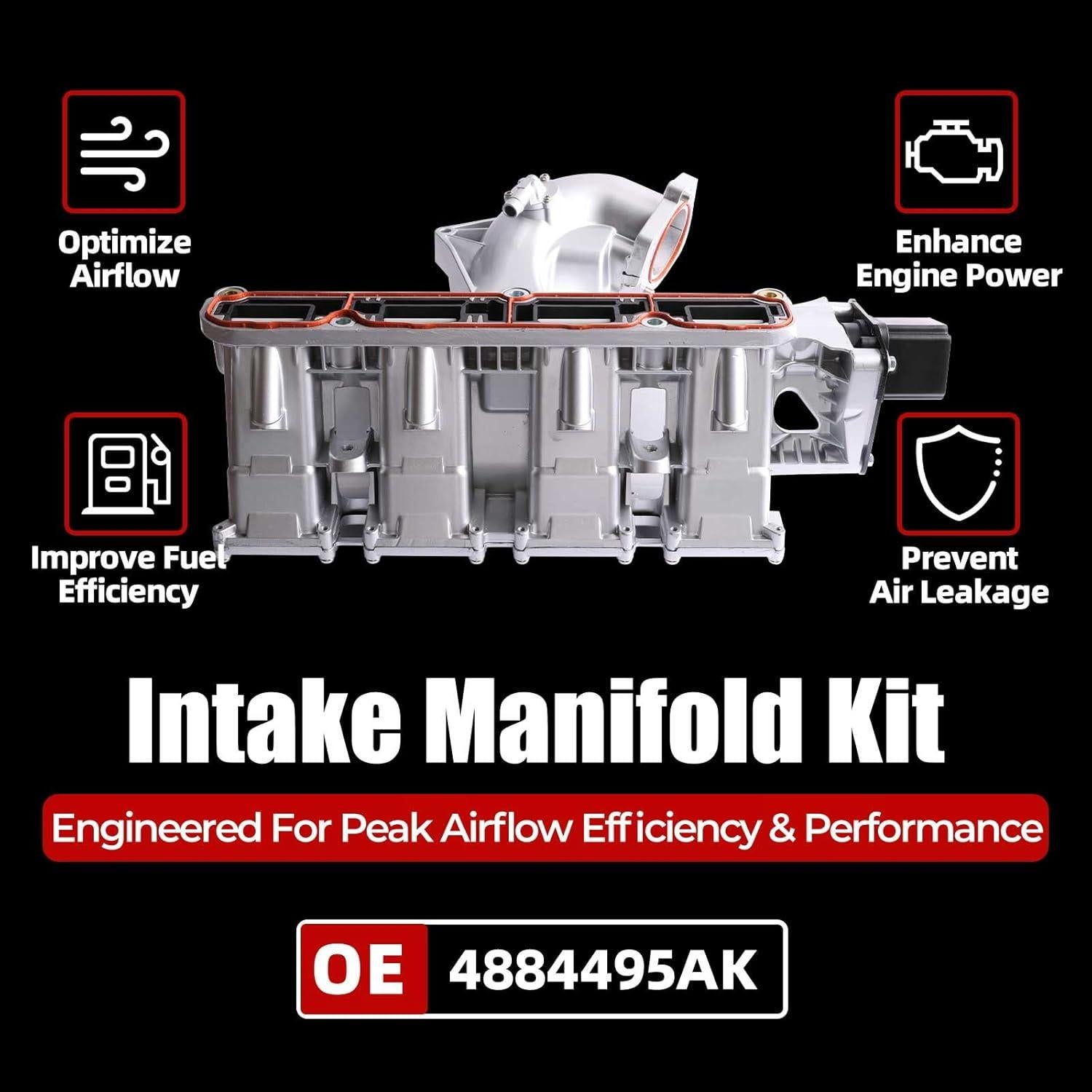 Colector de Admisión MITZONE Aluminio 2.4L 2.0L Compatible Chrysler Dodge Jeep