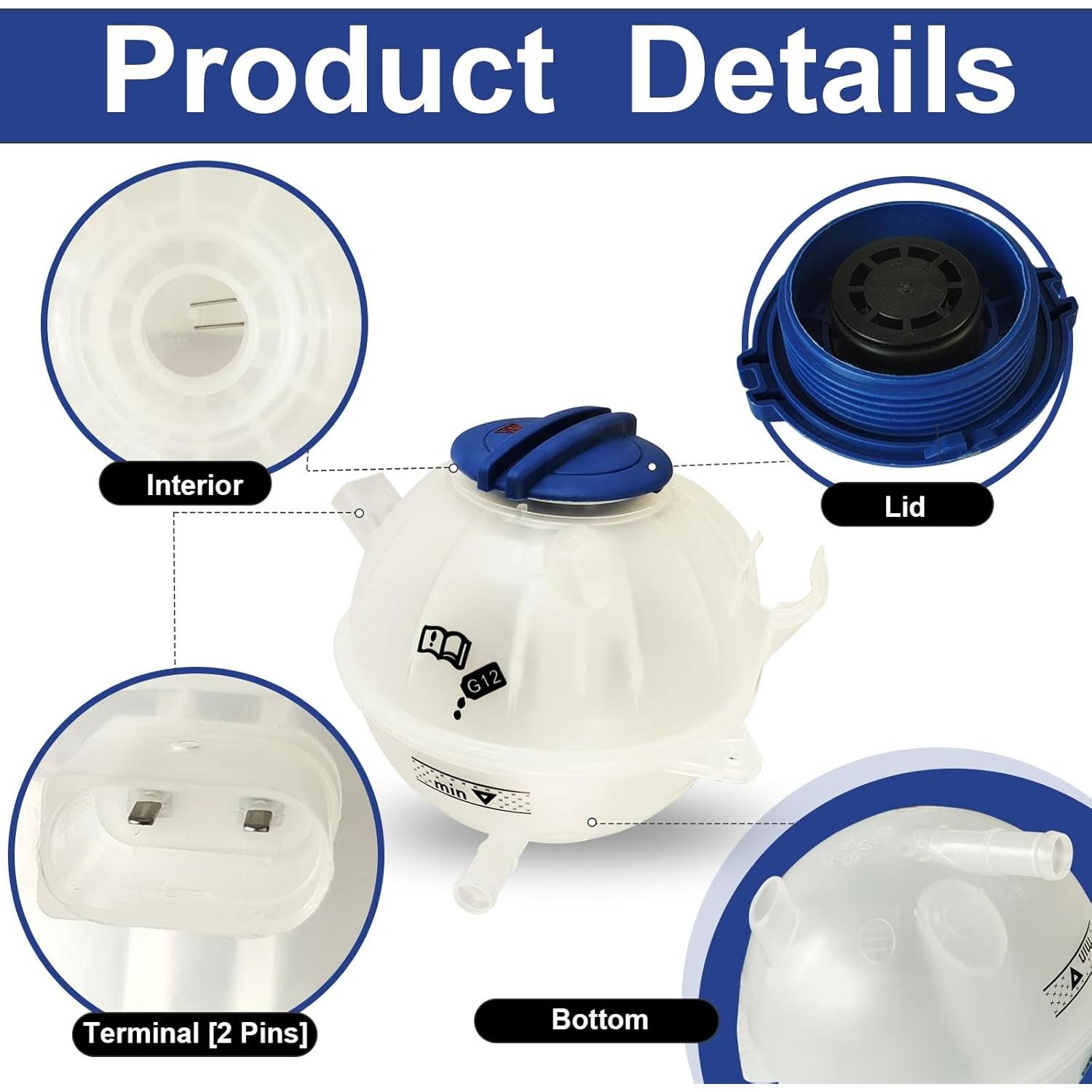 Tanque de Refrigerante Lunwag 603-253 para Audi y VW 2006-2019