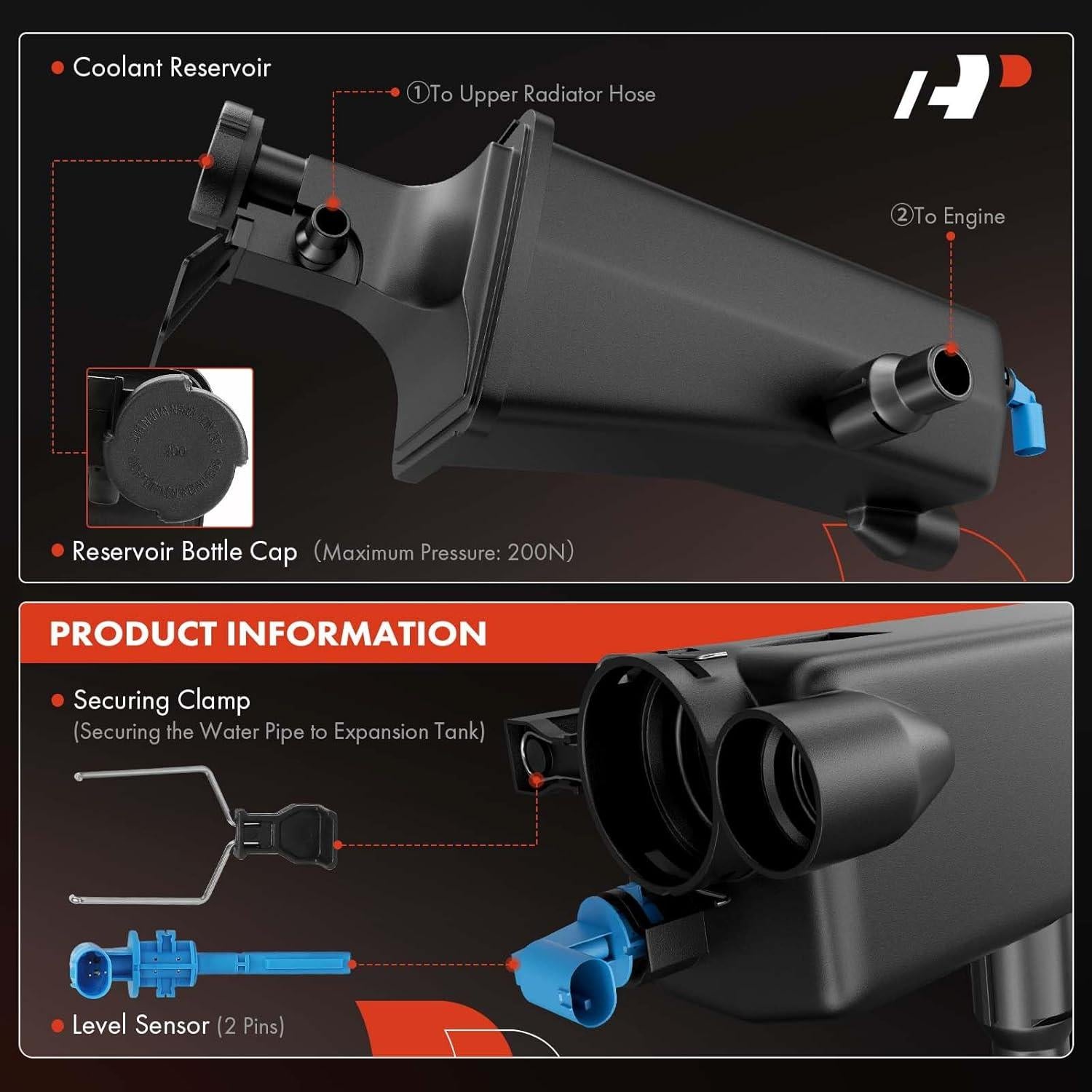 Tanque de Refrigerante A-Premium con Sensor y Tapa para BMW