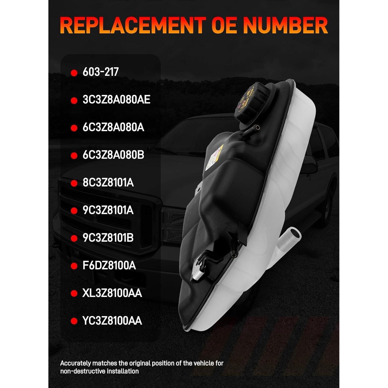 Tanque de Refrigerante GDUKOP 603-217 para Ford Super Duty