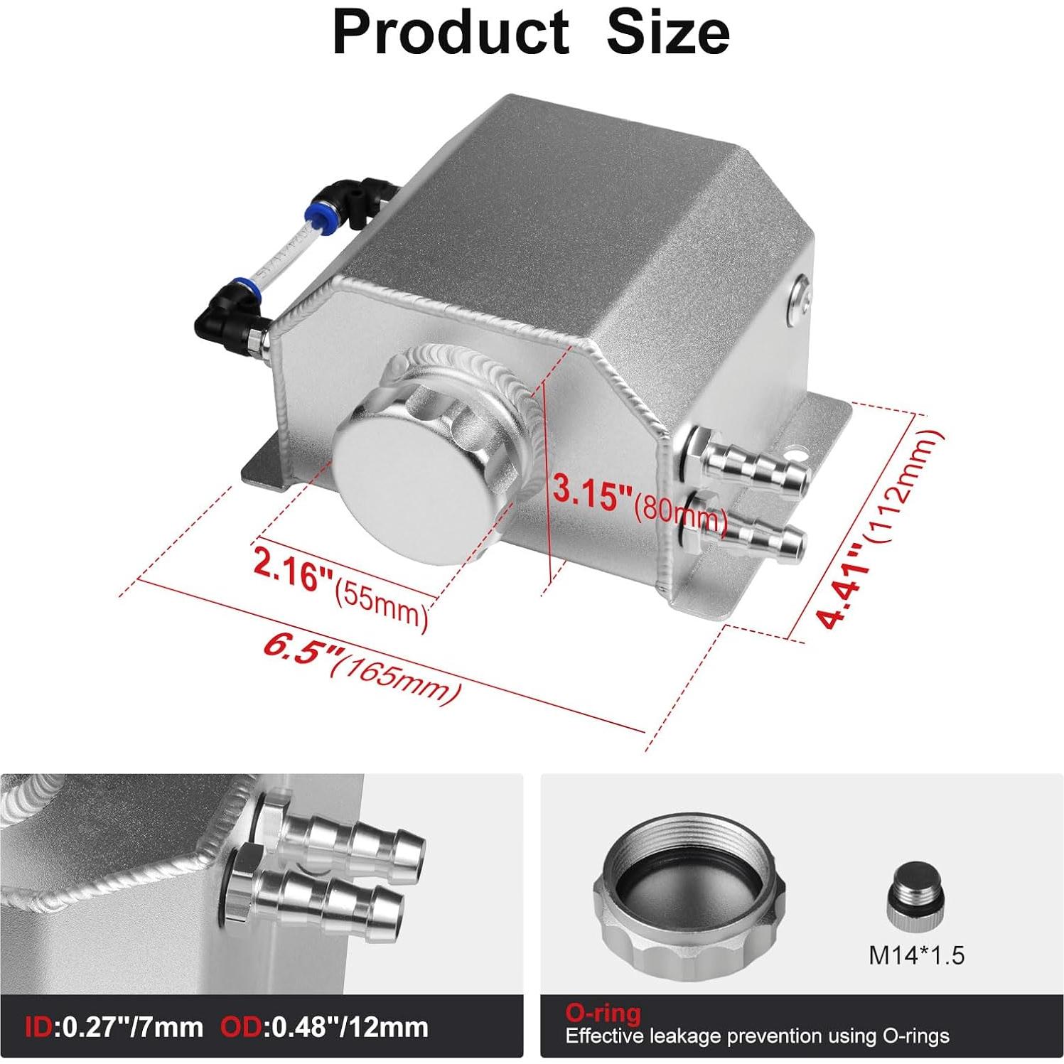 Tanque de Refrigerante Universal VehiMata 1L Aluminio Plateado