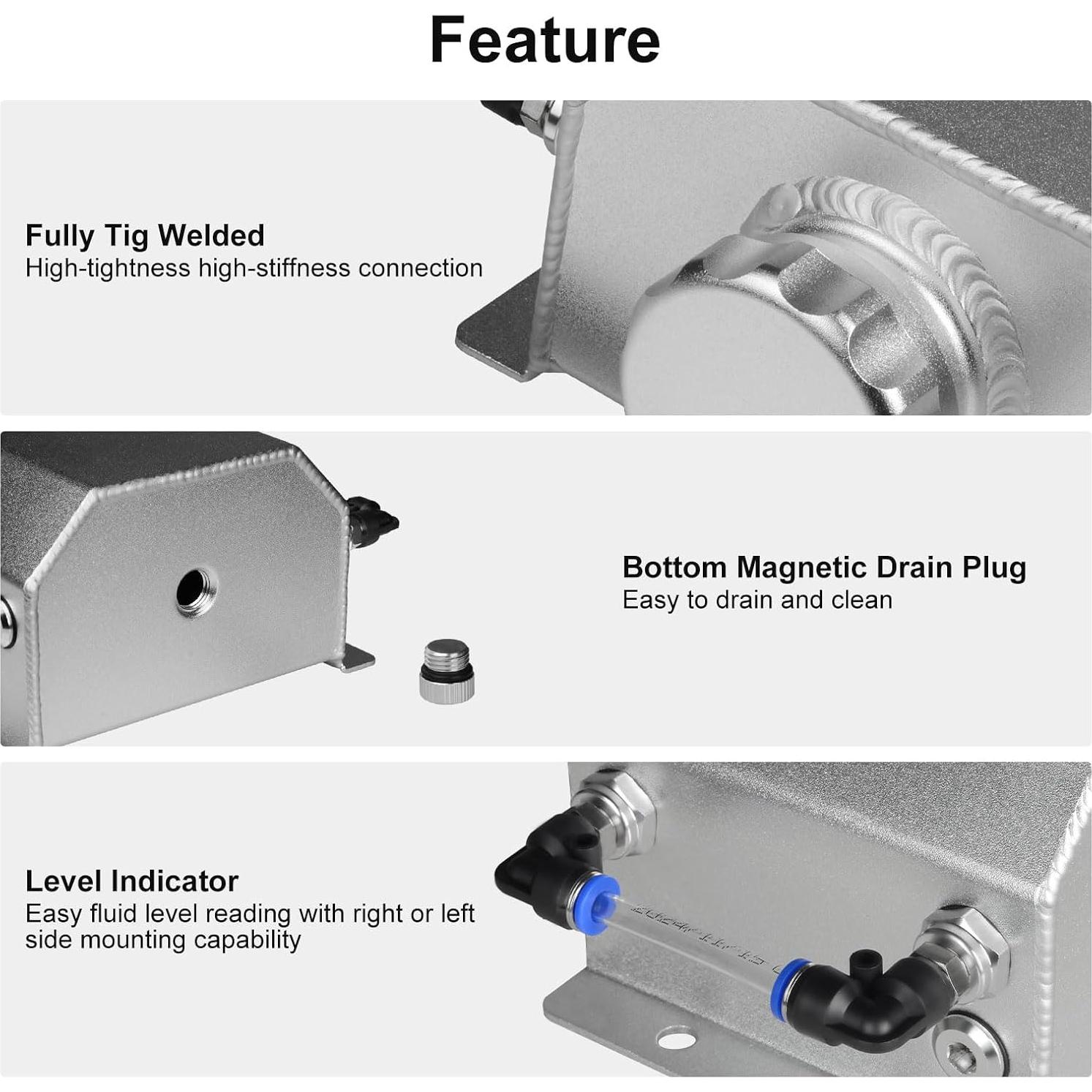 Tanque de Refrigerante Universal VehiMata 1L Aluminio Plateado