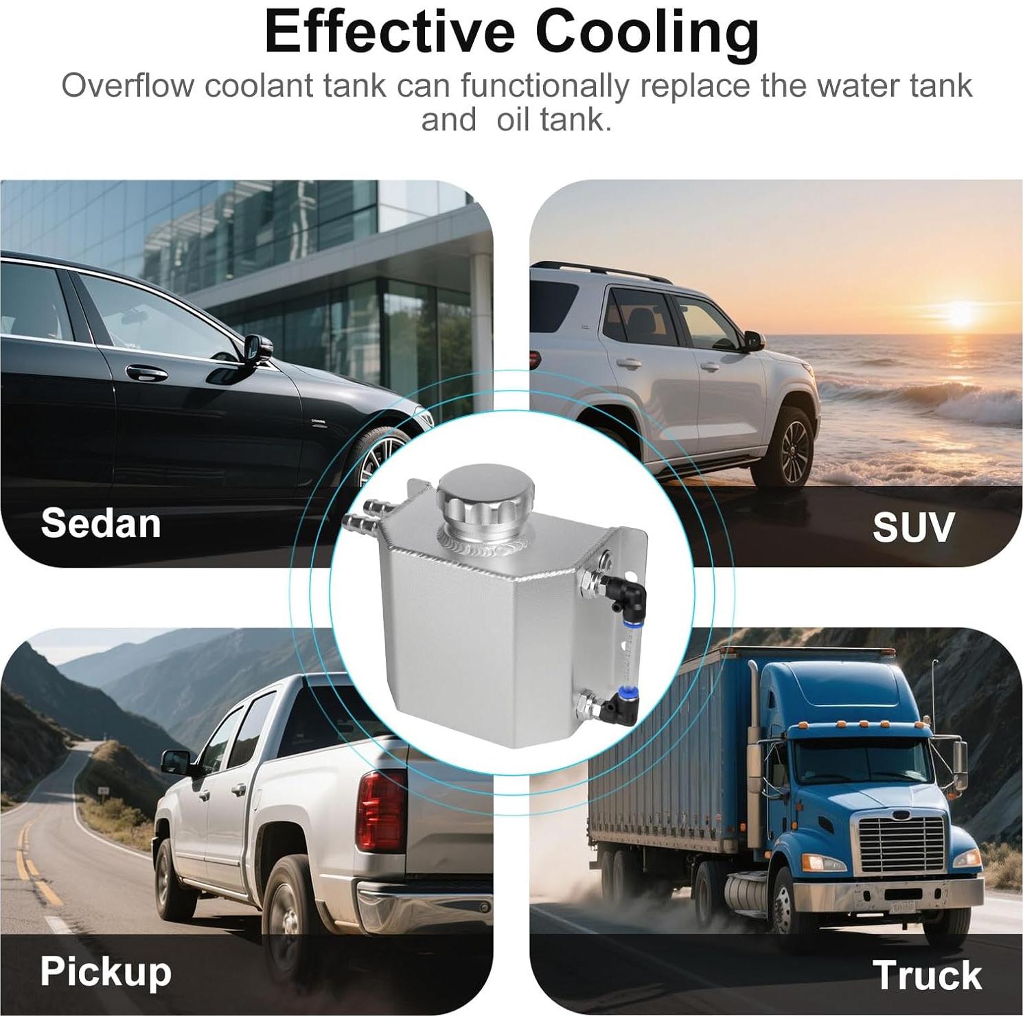 Tanque de Refrigerante Universal VehiMata 1L Aluminio Plateado