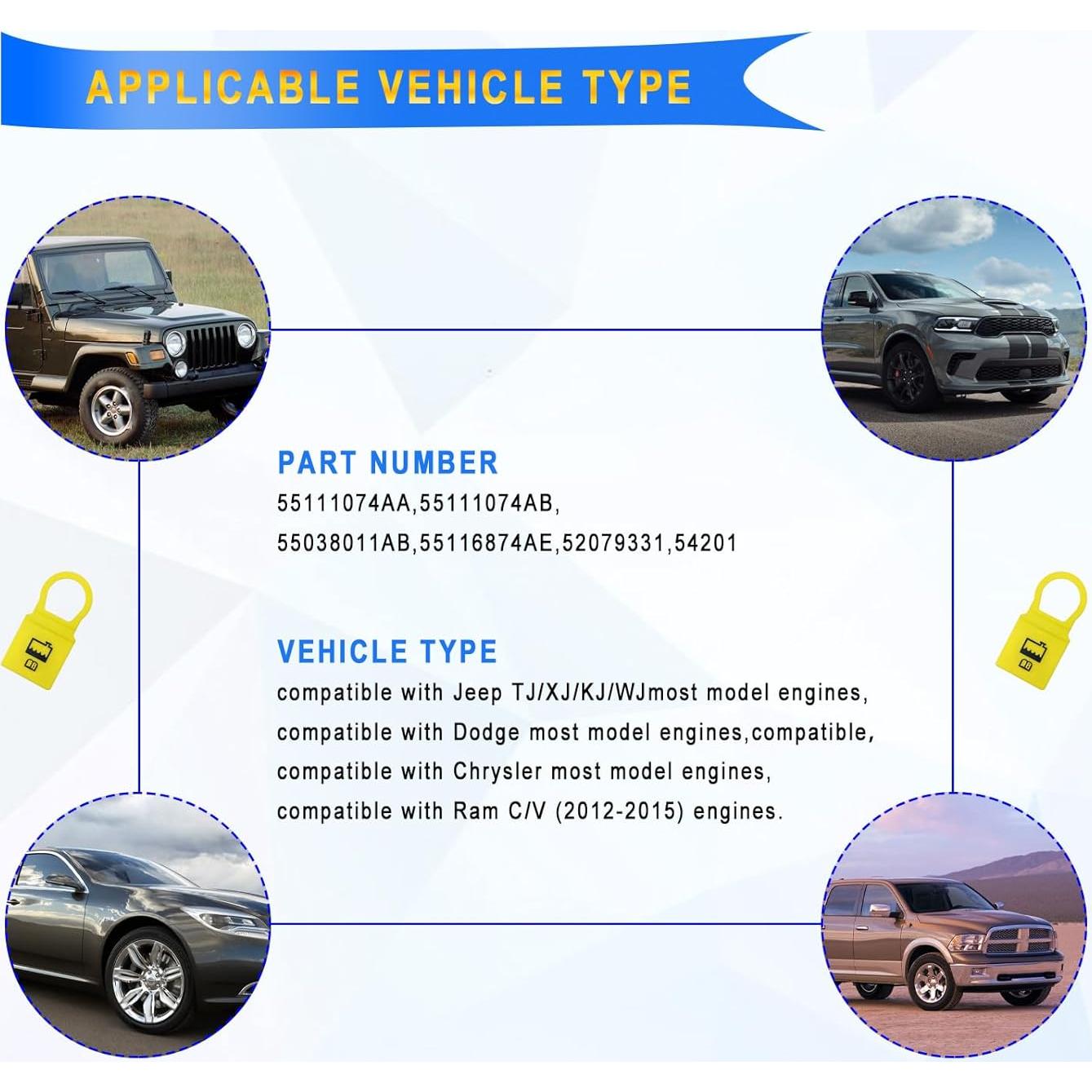 Tapa de Refrigerante del Motor BSAMZO Amarilla x2 Compatible Jeep/Dodge/Chrysler/Ram