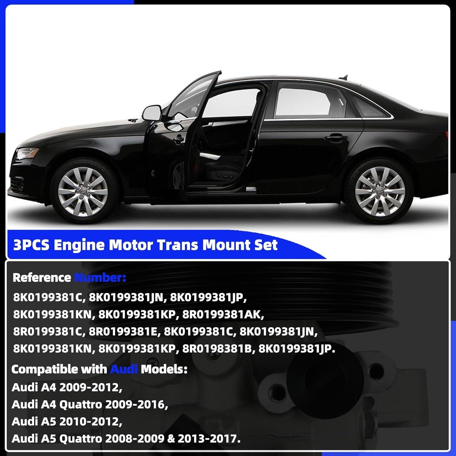 Juego de Soportes de Motor Trans 3PCS AUTOZOOM para Audi