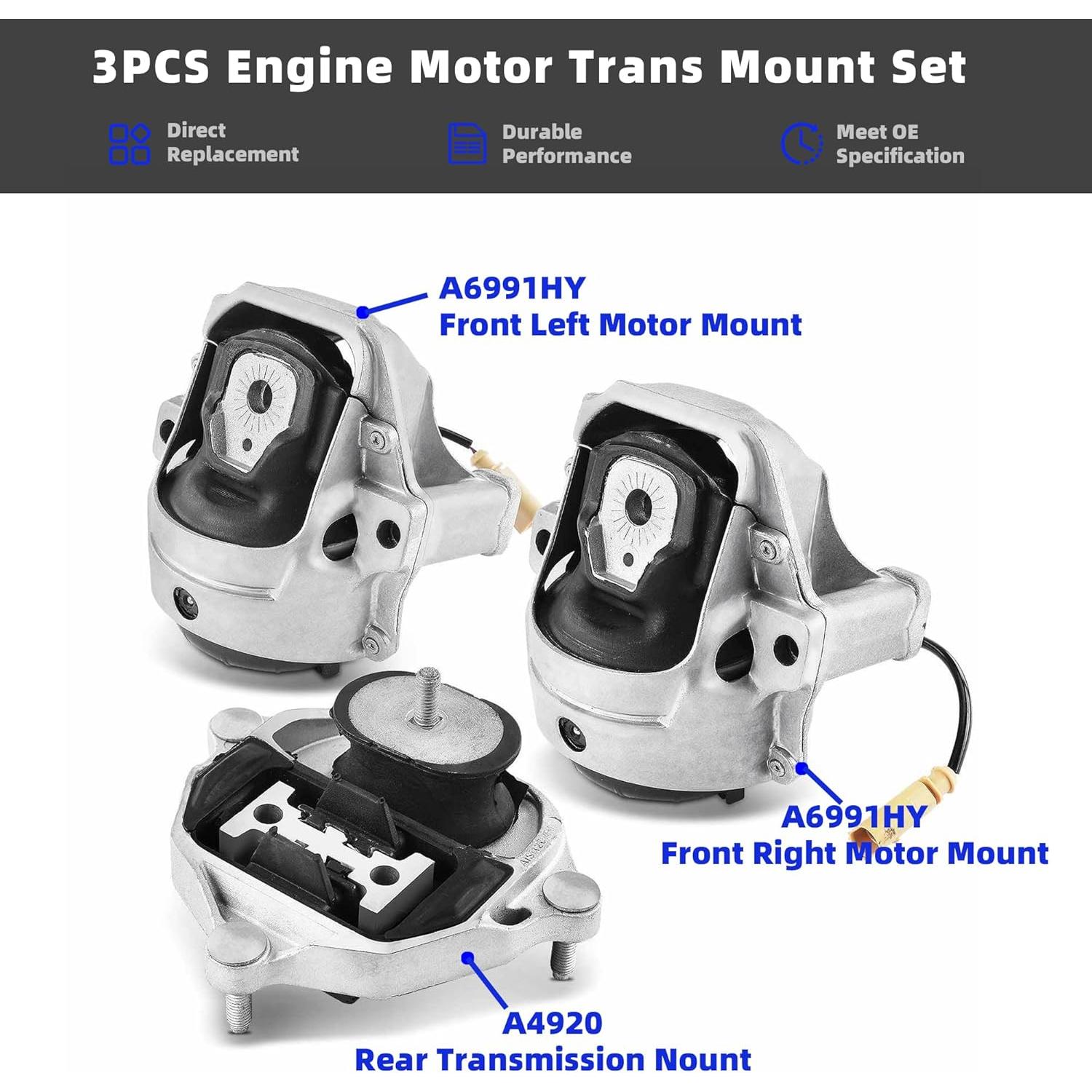 Juego de Soportes de Motor Trans 3PCS AUTOZOOM para Audi