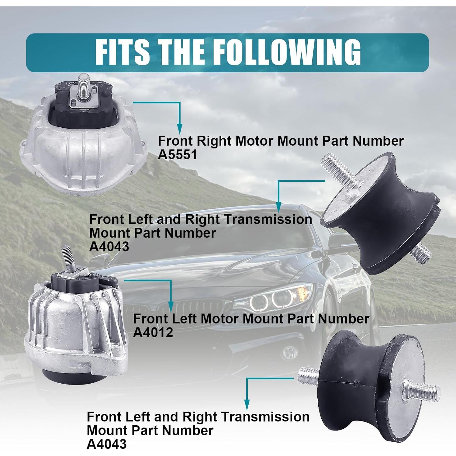 Juego de Soportes de Motor y Transmisión BEBLEPANY 4PCS 3.0L L6