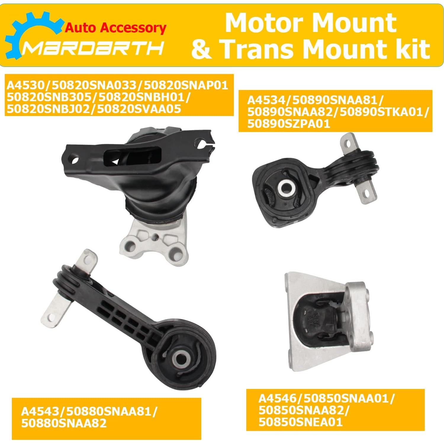 Juego de 4 Soportes de Motor y Transmisión Mardarth Honda Civic 2006-2011