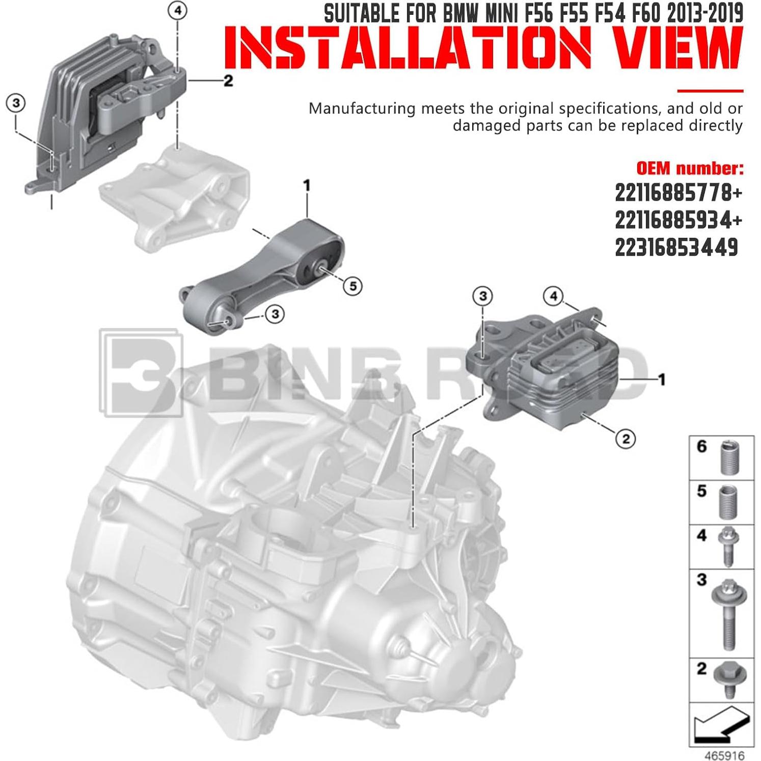Soporte de Motor BINB ROAD 3Pcs Compatible BMW MINI 2013-2019