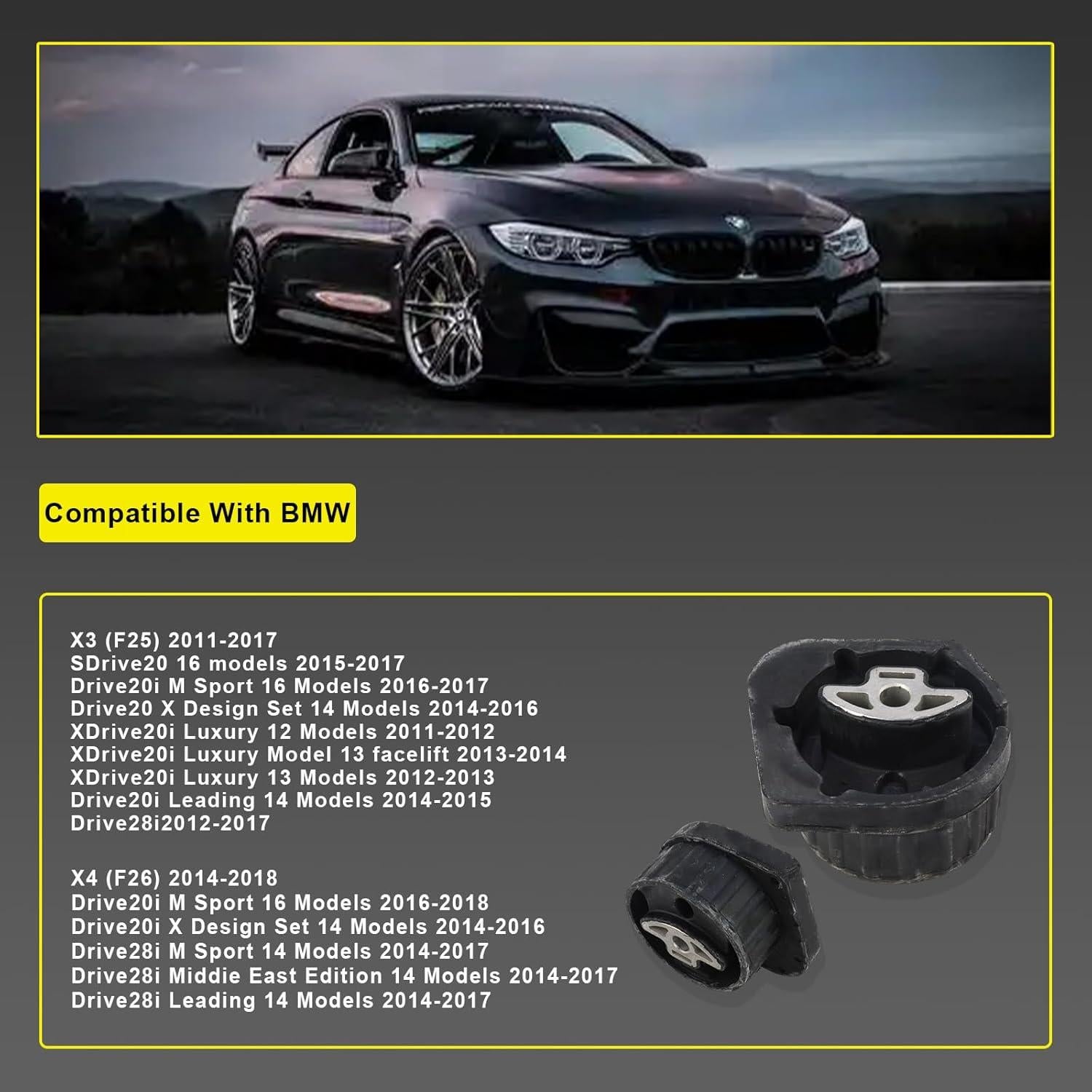 Soporte de motor goma Bomunik para BMW X3 X4 F25 F26 F22 F23