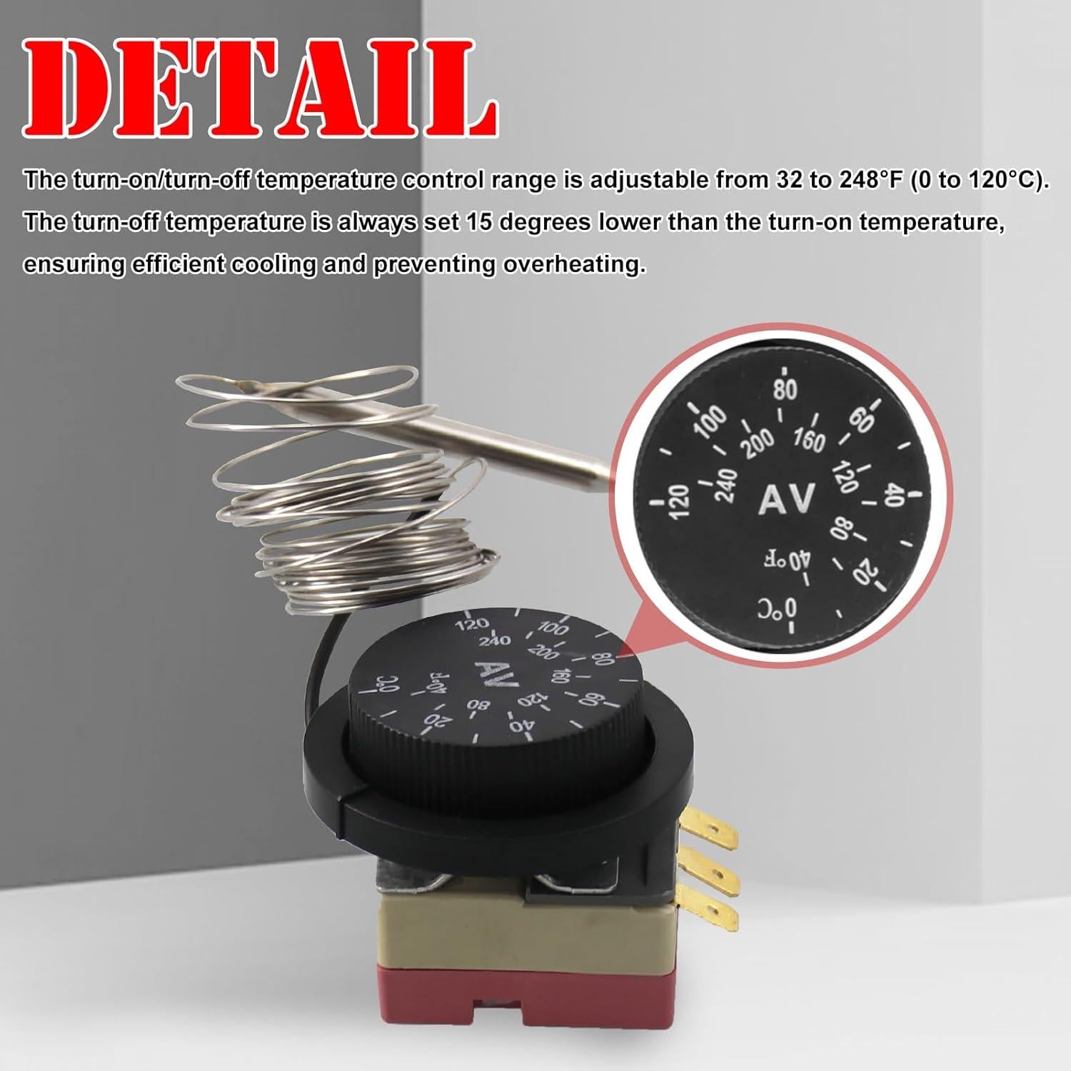 Kit de Relé de Control de Termostato Ajustable 12V Ryanstar Racing