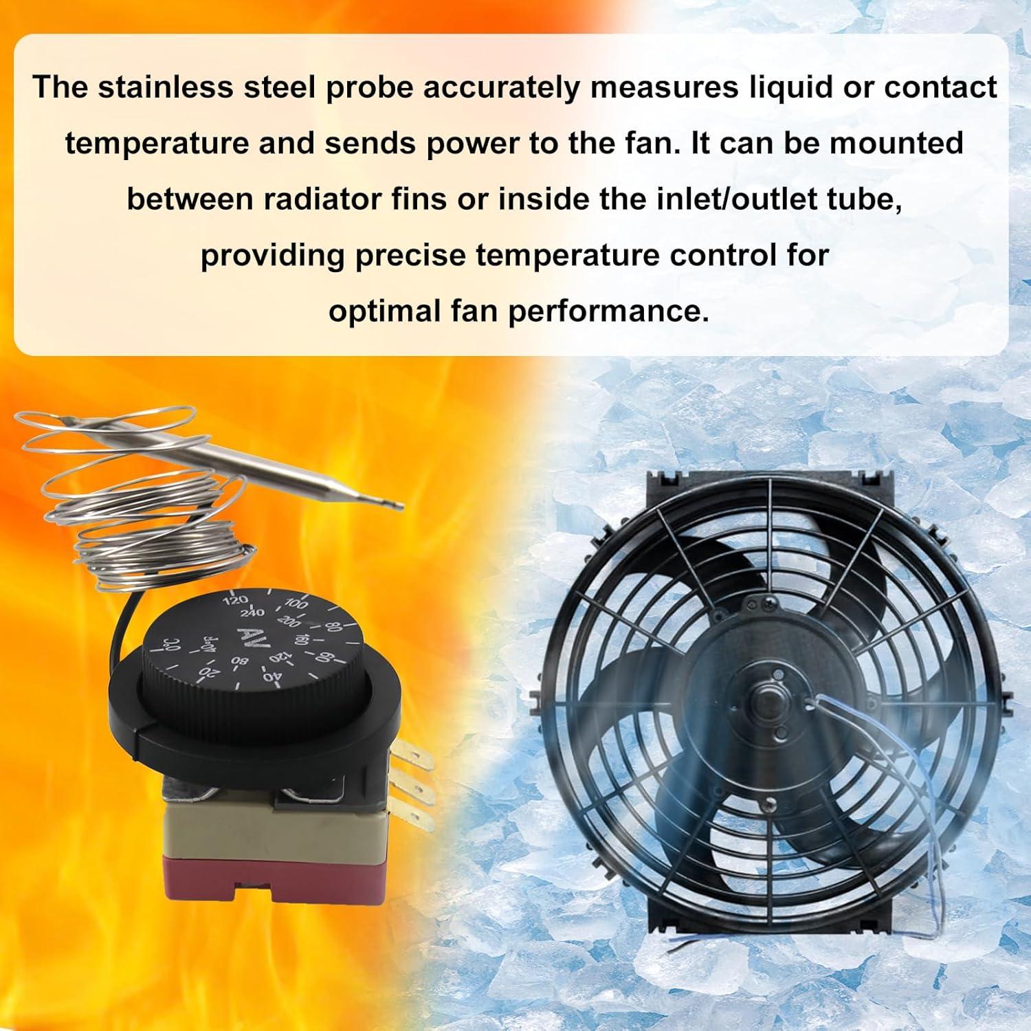 Kit de Relé de Control de Termostato Ajustable 12V Ryanstar Racing