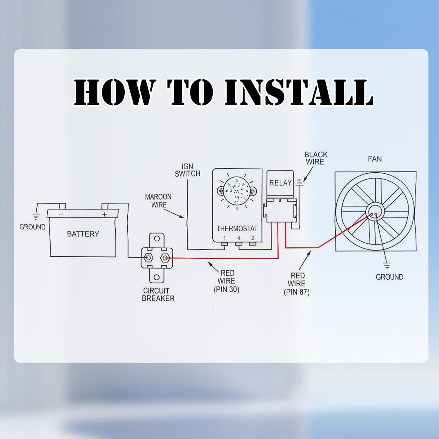 Kit de Relé de Control de Termostato Ajustable 12V Ryanstar Racing