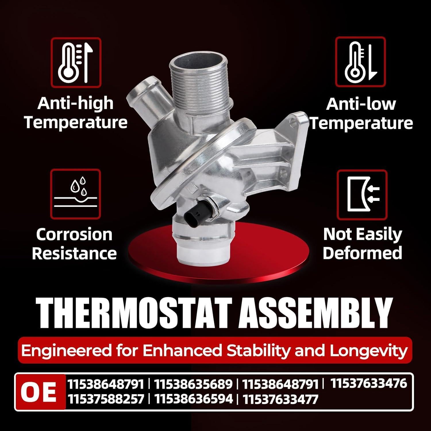 MITZONE Termostato de Refrigerante Aluminio Compatible BMW 2012-2016