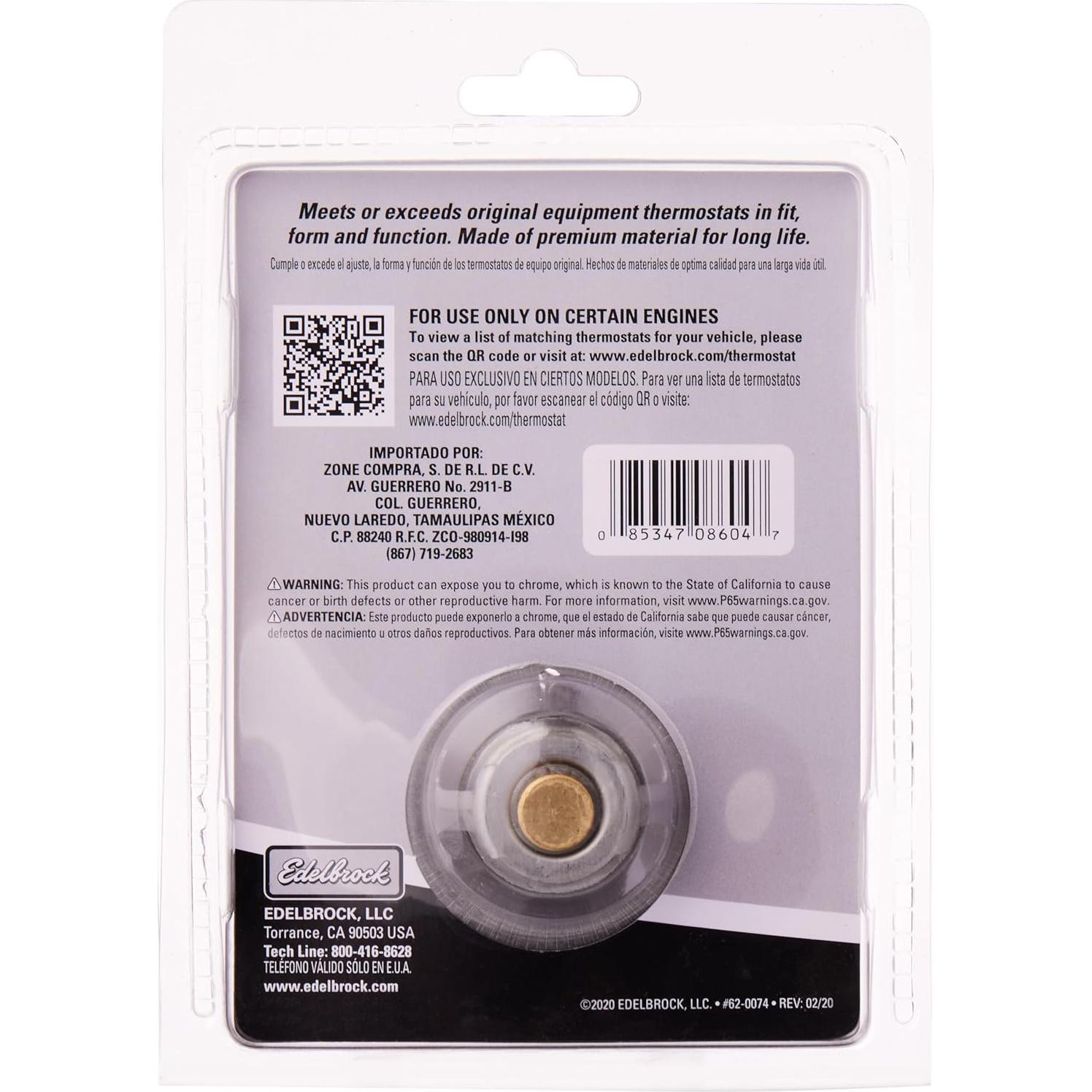 Termostato de Alto Flujo Edelbrock 8604 53 mm 180 Grados