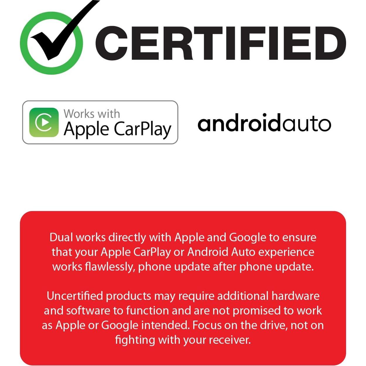 Estéreo Doble DIN Dual Electronics 7" con Carplay y Cámara