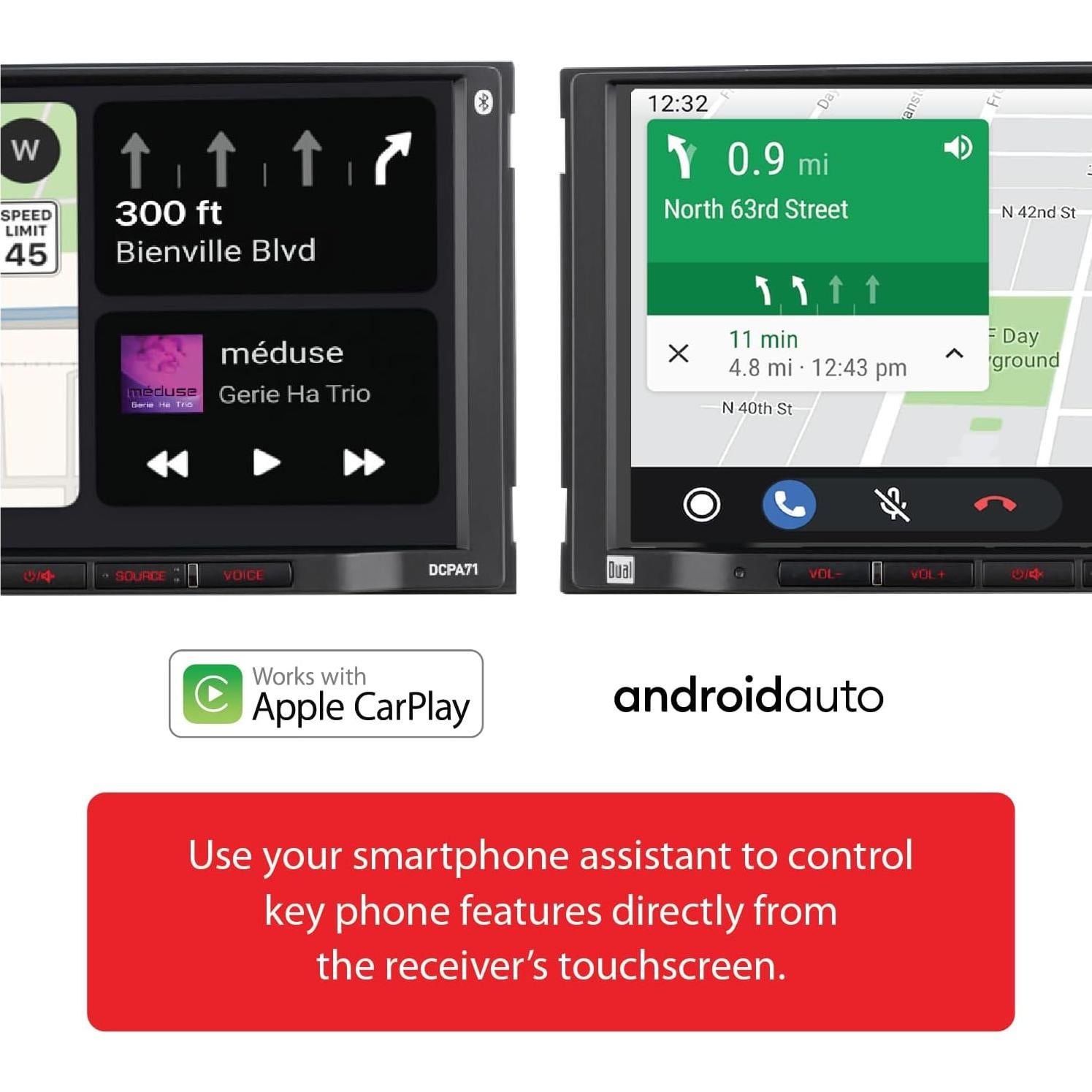 Estéreo Doble DIN Dual Electronics 7" con Carplay y Cámara