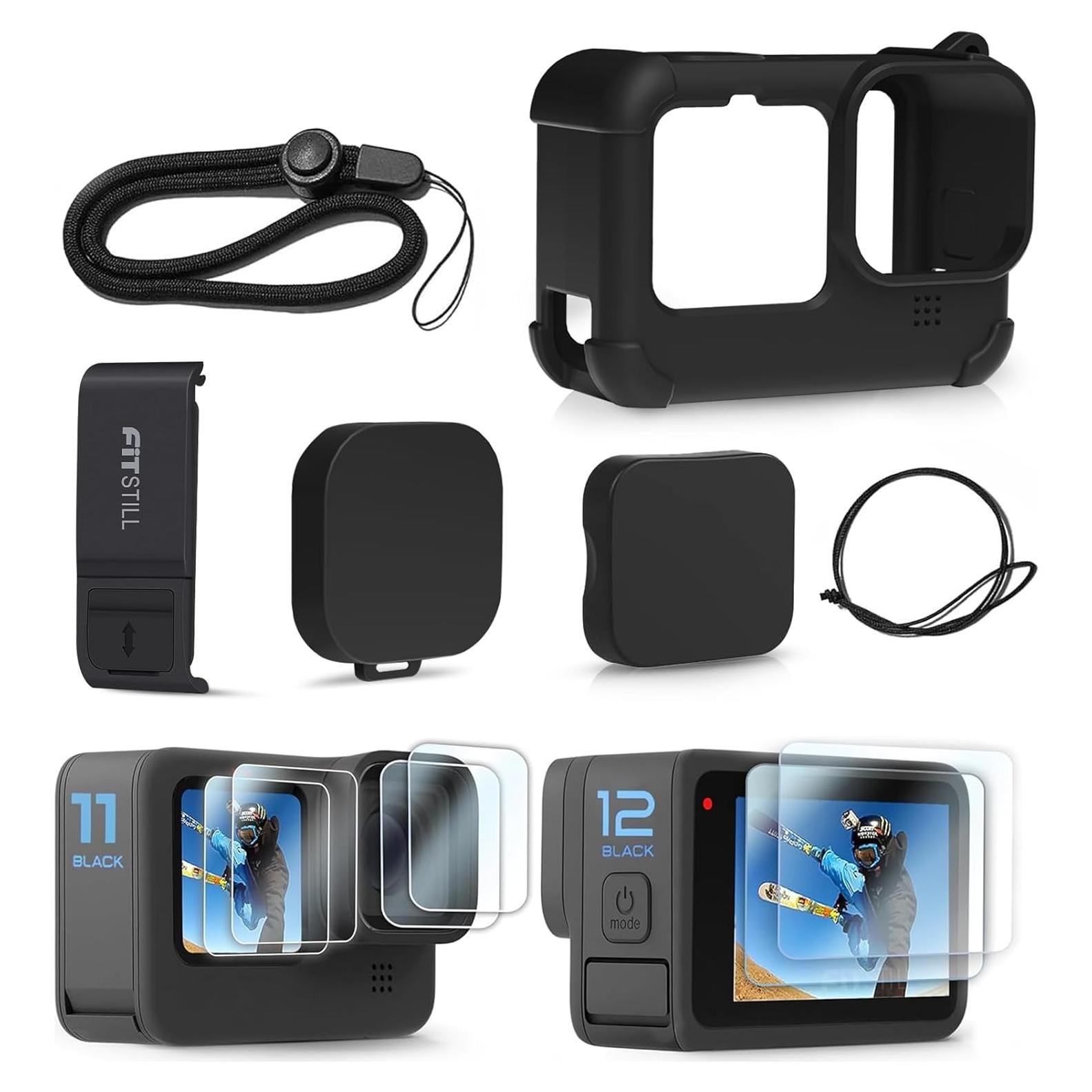 Funda de Silicona FitStill para GoPro Hero 12/11/10/9 Black