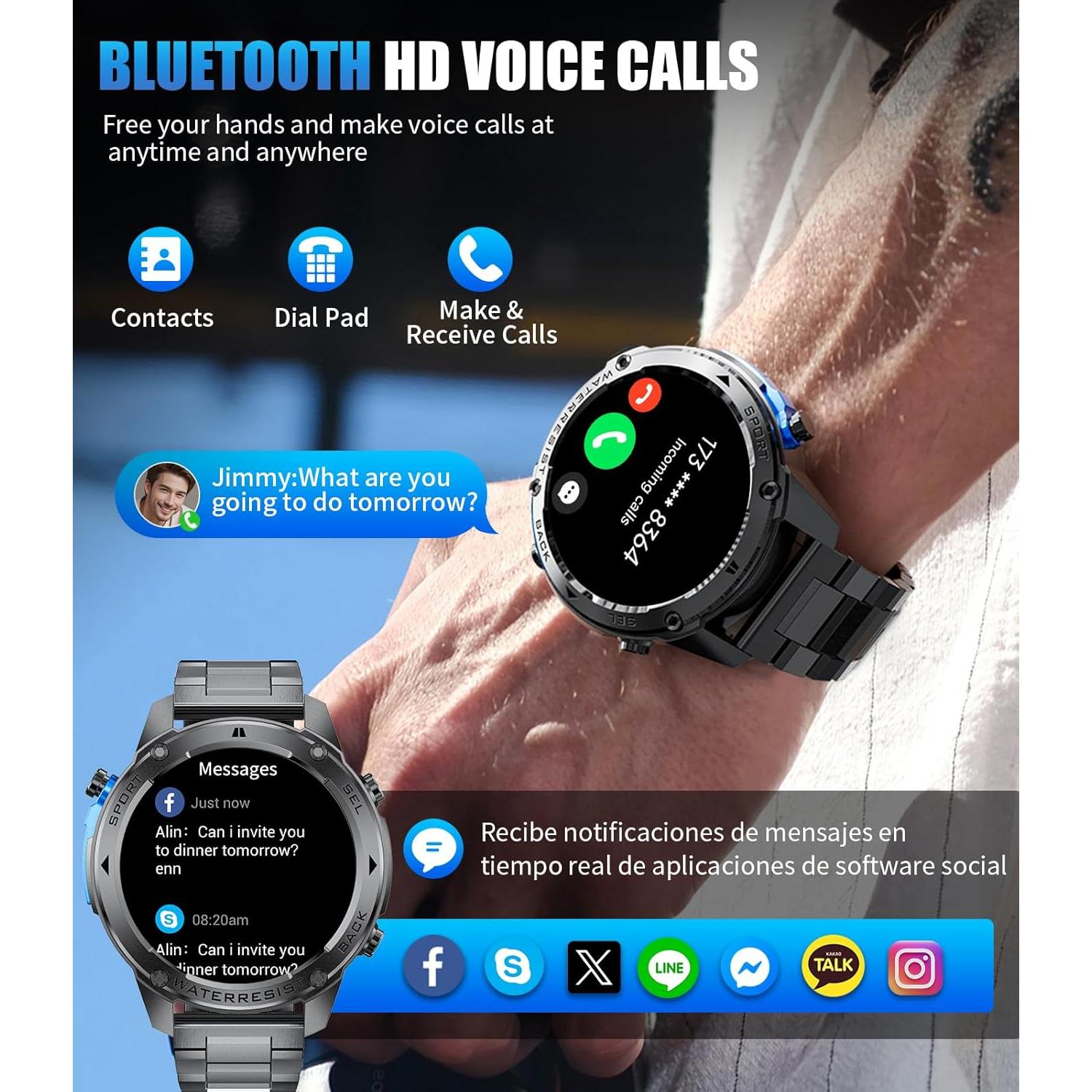 Reloj Inteligente Militar LIGE DM2-G GPS 1.43'' AMOLED