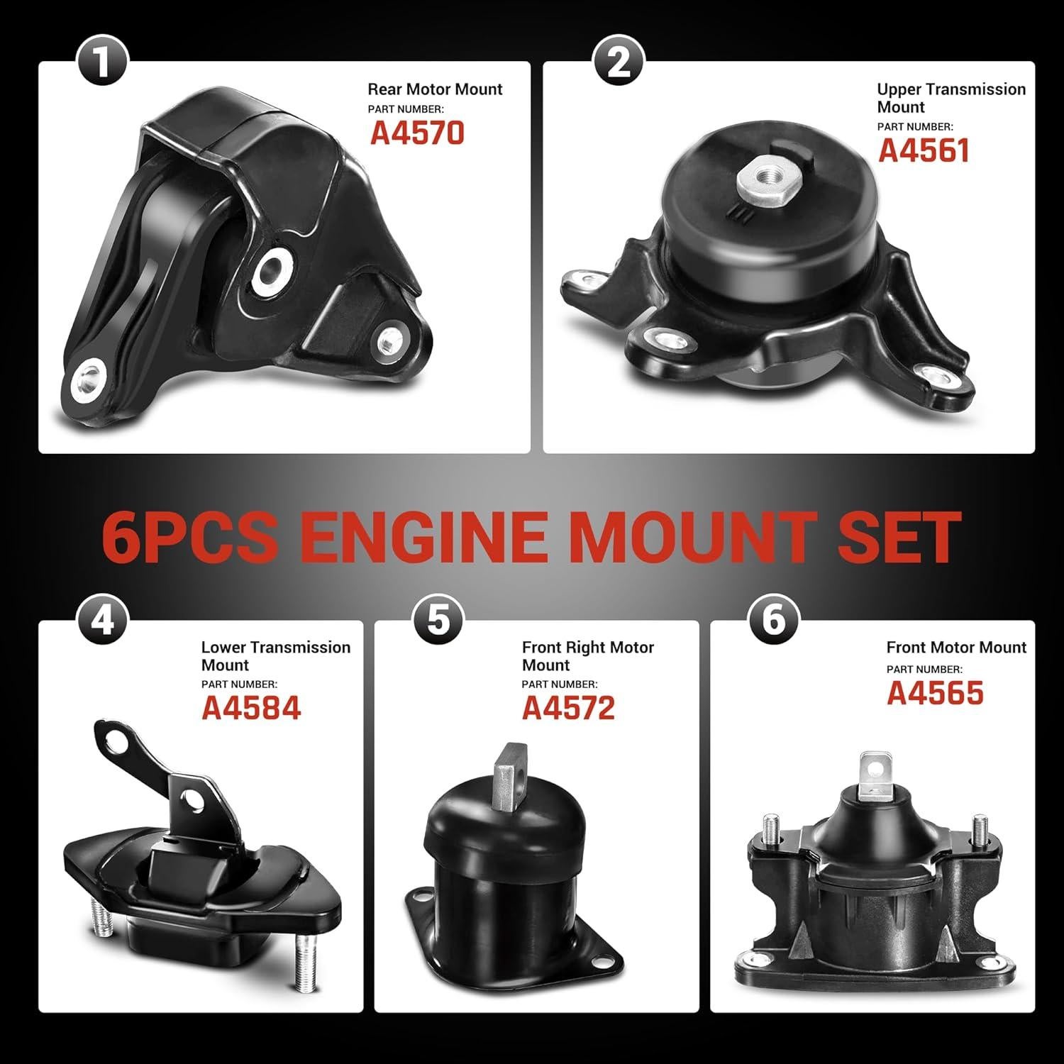 Kit de Soporte de Motor CARORAV para Honda Accord 2.4L 2008-2012