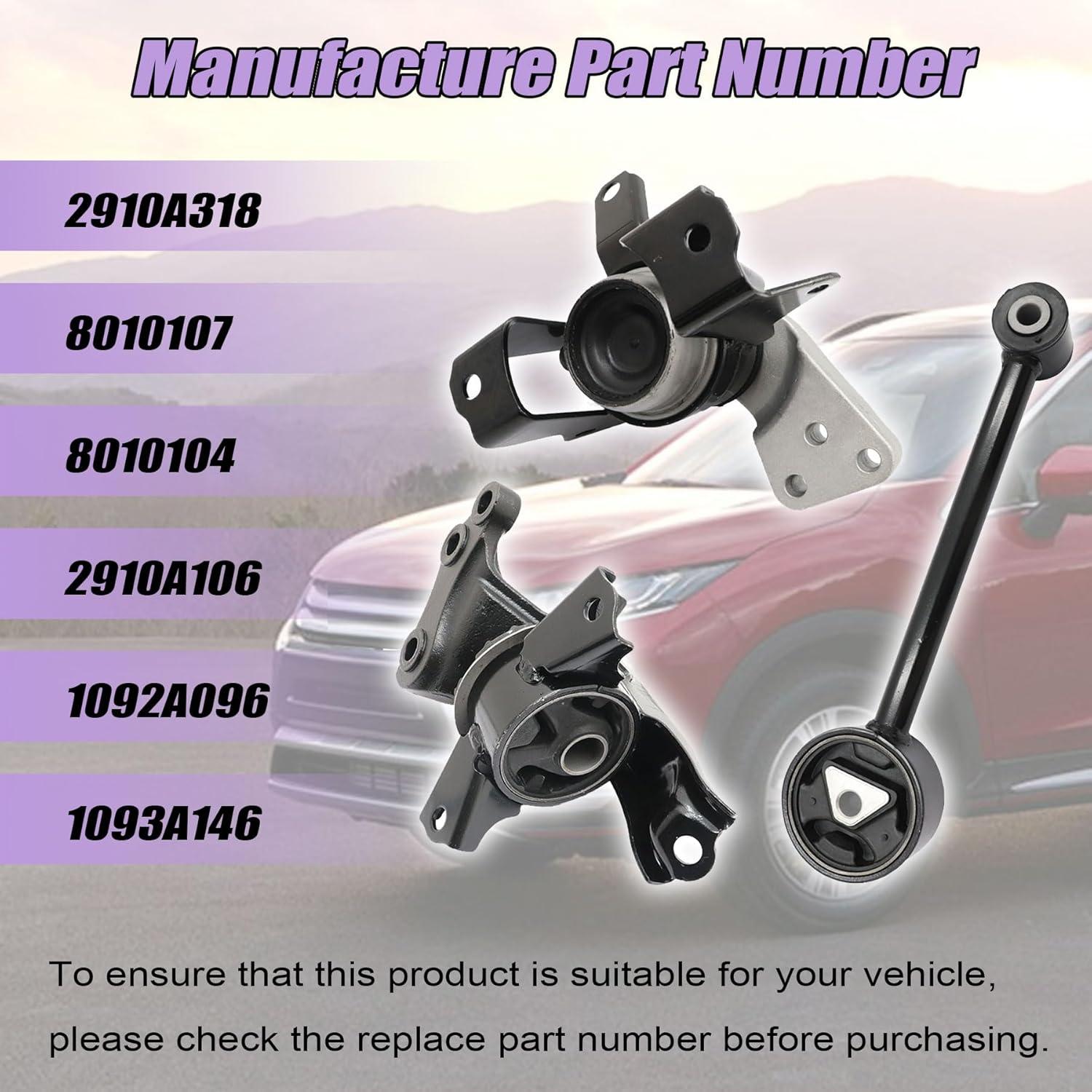 Kit de Montaje de Motor XQSMWF para Mitsubishi Mirage 2014-2022