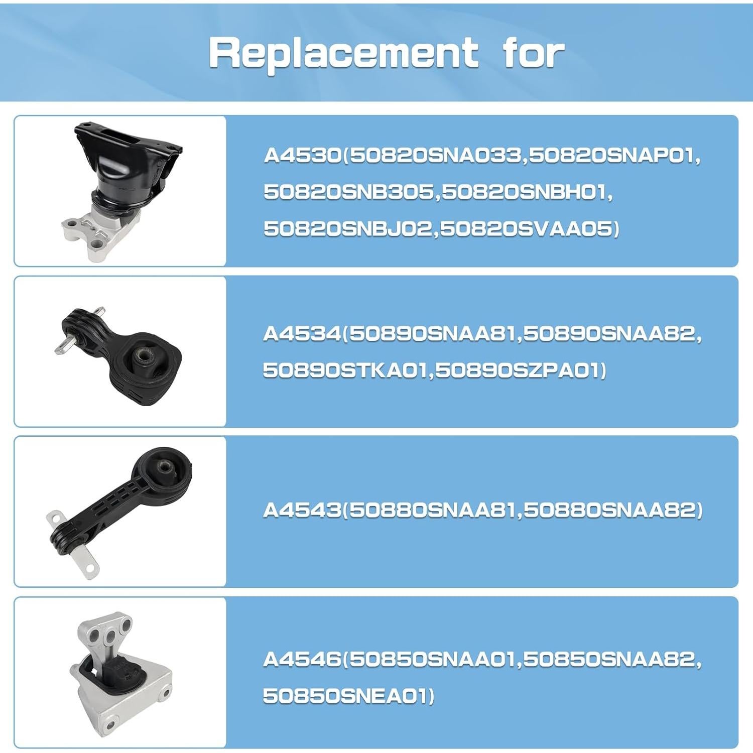 Juego de 4 Soportes de Motor y Transmisión Honda Civic 2006-2010