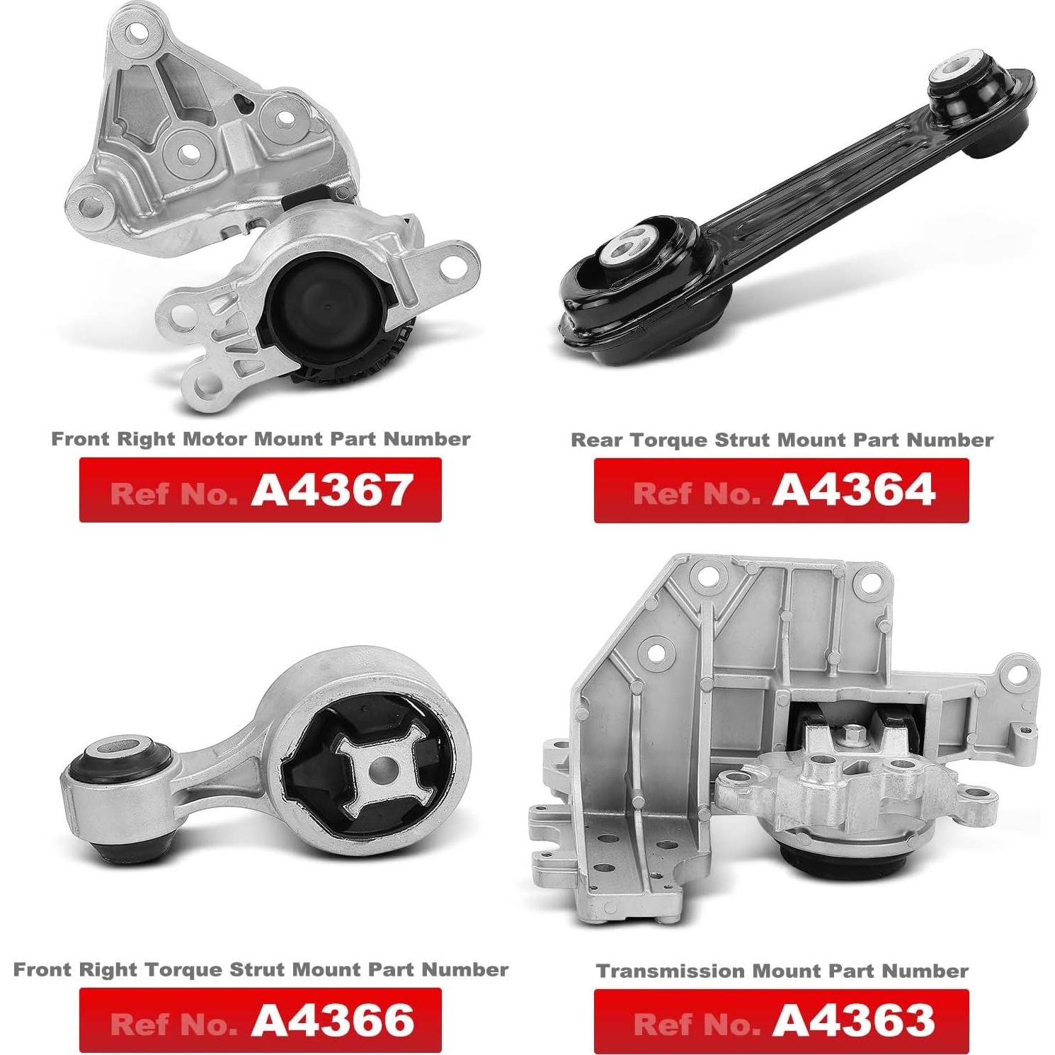 Juego de 4 Montajes de Motor y Transmisión A-Premium para Nissan Rogue 2014-2017 L4 2.5L