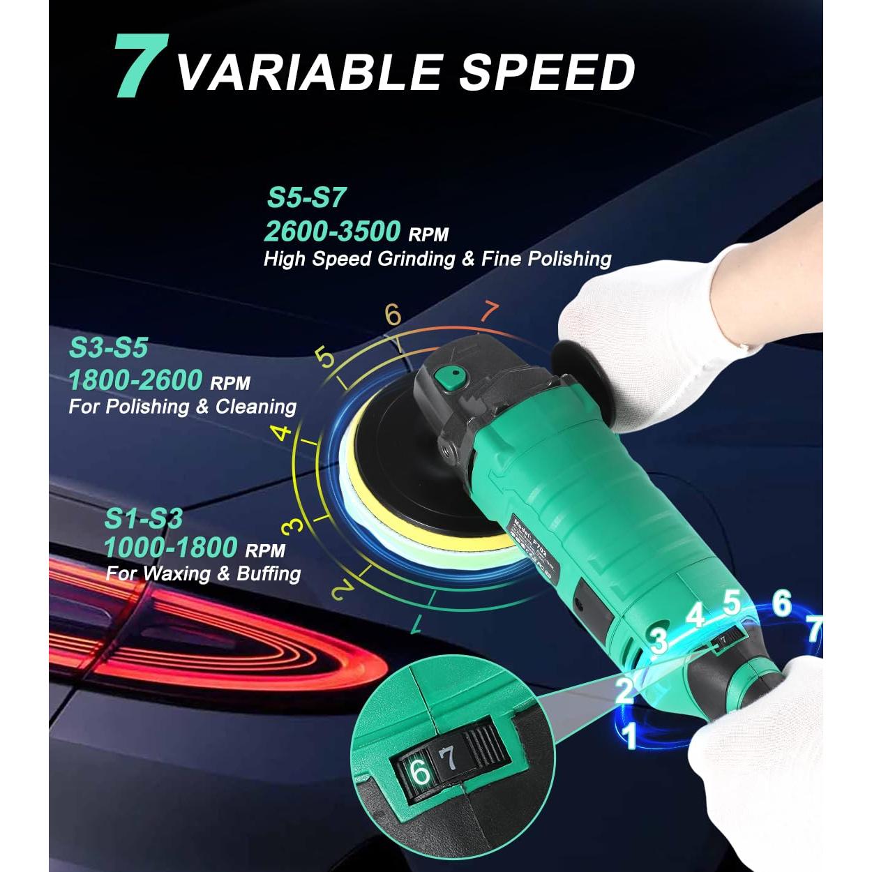Pulidor de Automóviles ZOTA P702 1600W 7 Velocidades 4m Cable